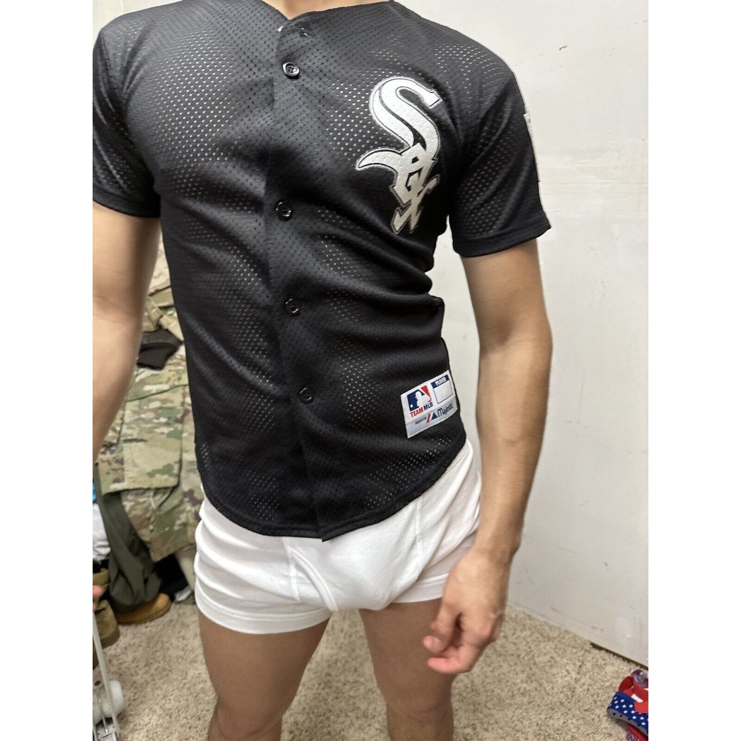 Teen Boy’s MLB Majestic Sox Jersey 1 Poly Medium Black