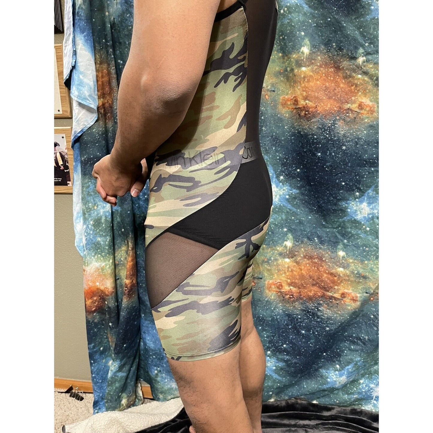 Livingly Light Men’s Camo One Piece Wrestling Singlet Leotard Large Military