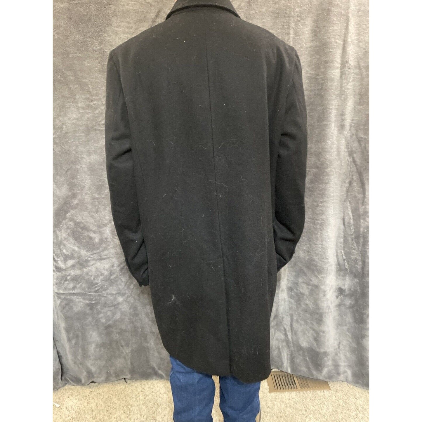 men's large guess jacket overcoat wool poly blend Black