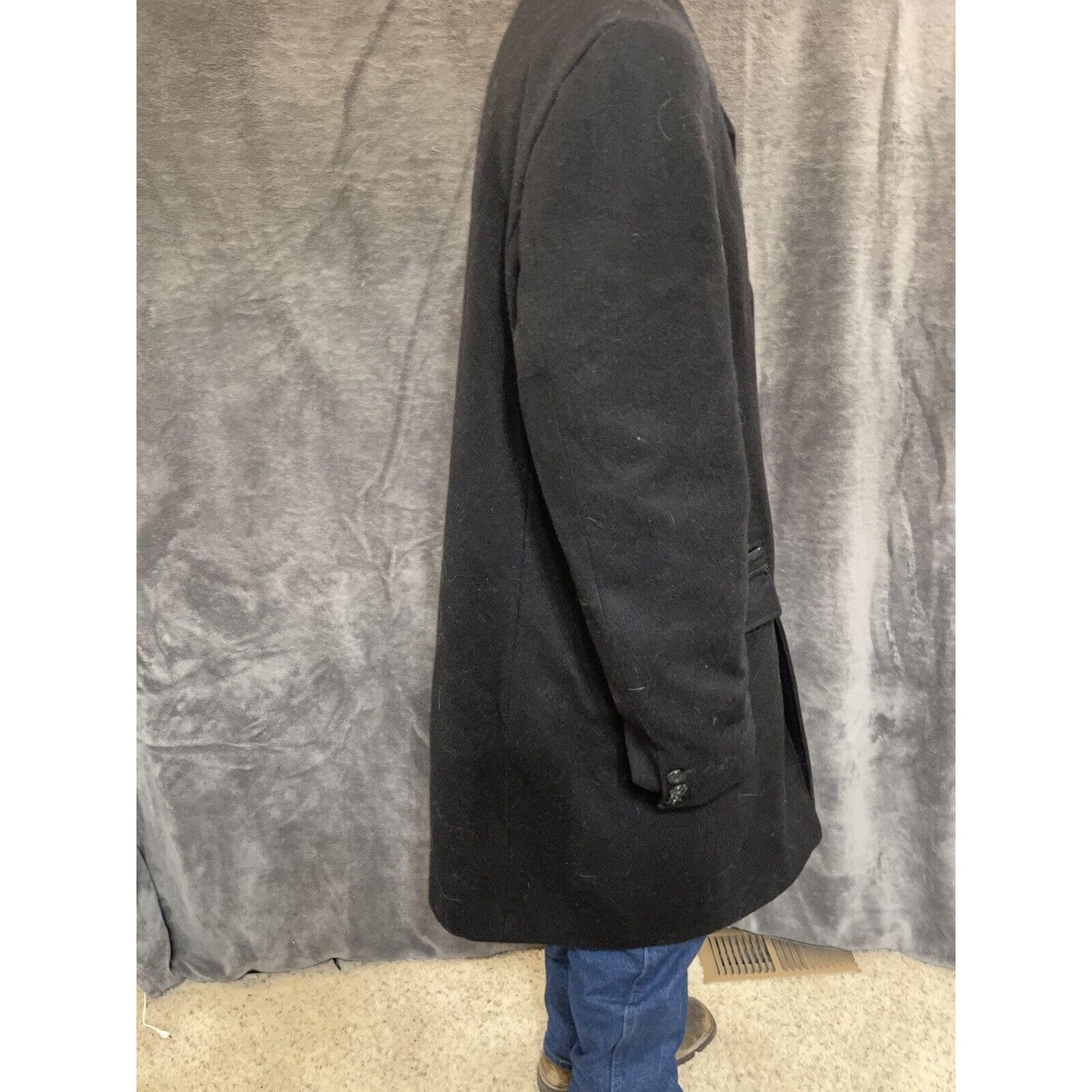 men's large guess jacket overcoat wool poly blend Black