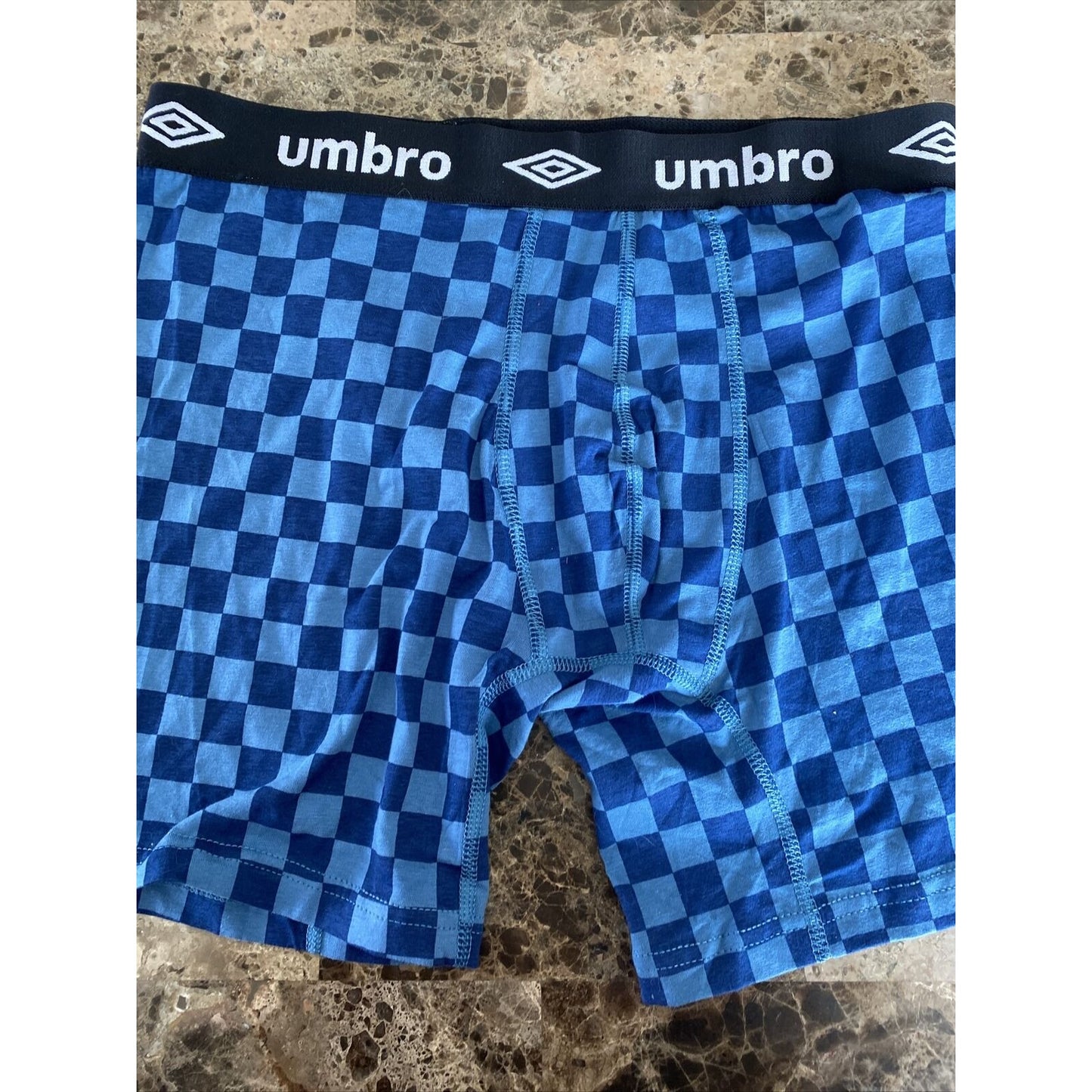 Umbro Men’s Large Shades of Blue Checkerboard Cotton Stretch Boxer Briefs NEW