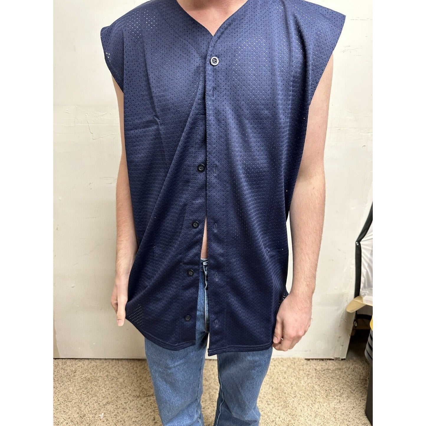 men’s team jersey dark blue team basics large button up