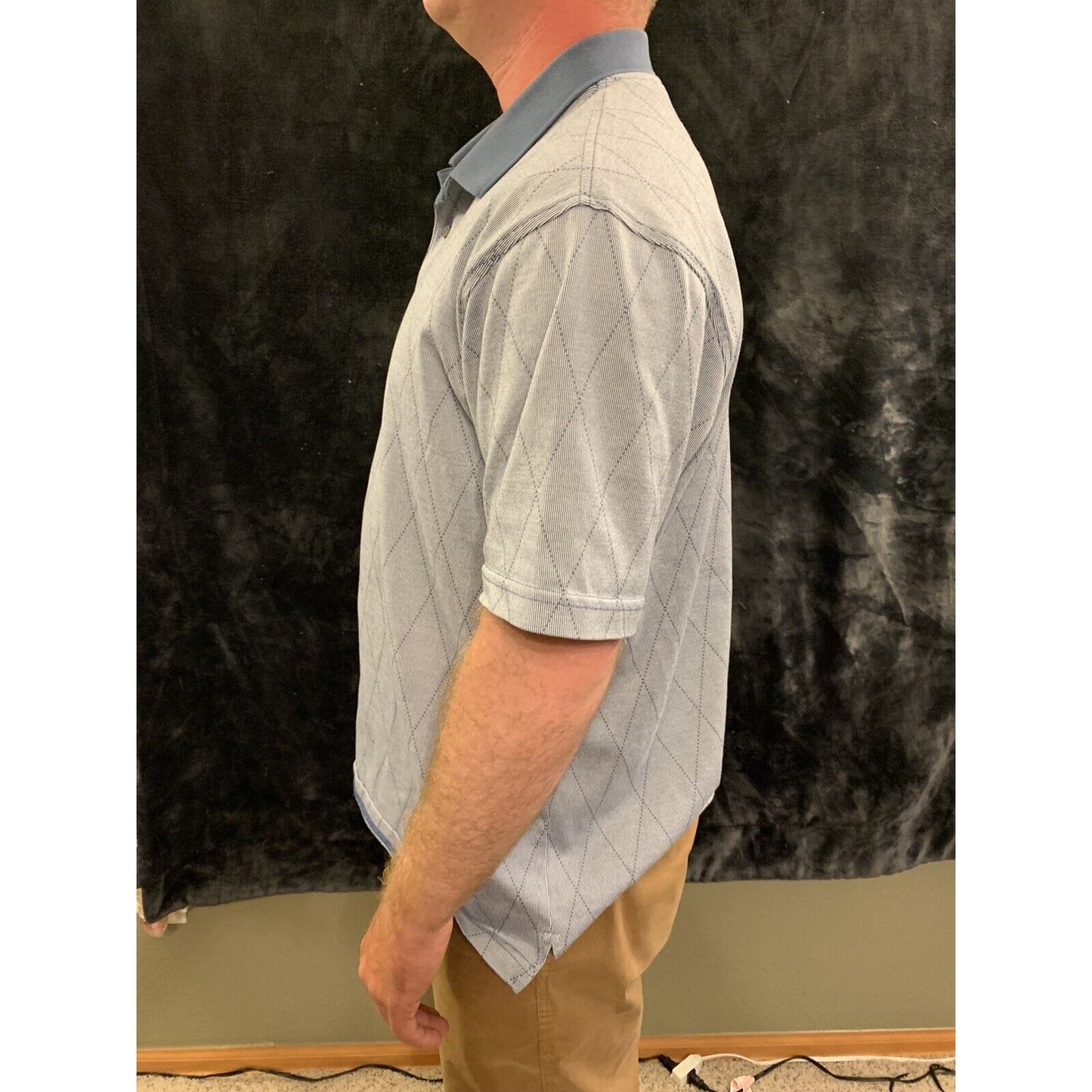 Jos A Bank Leadbetter Men Polo Shirt Short Sleeve Golf Blue Cotton Pinpoint L