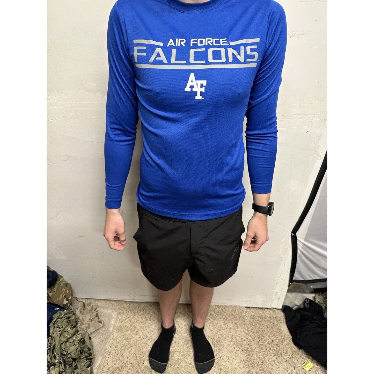 Men’s Blue USAFA Small Falcons Long Sleeve Air Force Pullover Shirt
