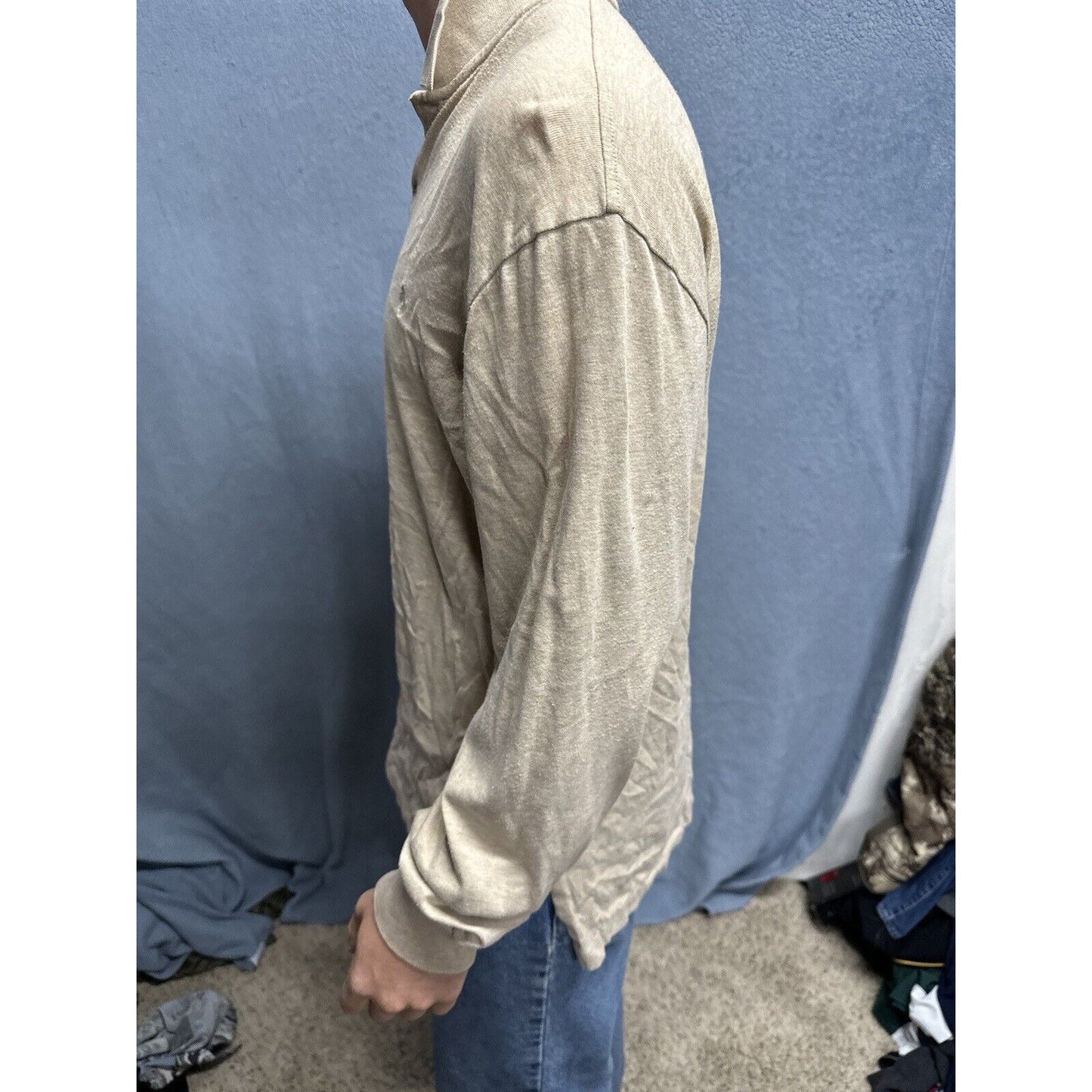 Men’s Tan Polo By Ralph Lauren Long Sleeve Large Long Sleeve Pullover Shirt