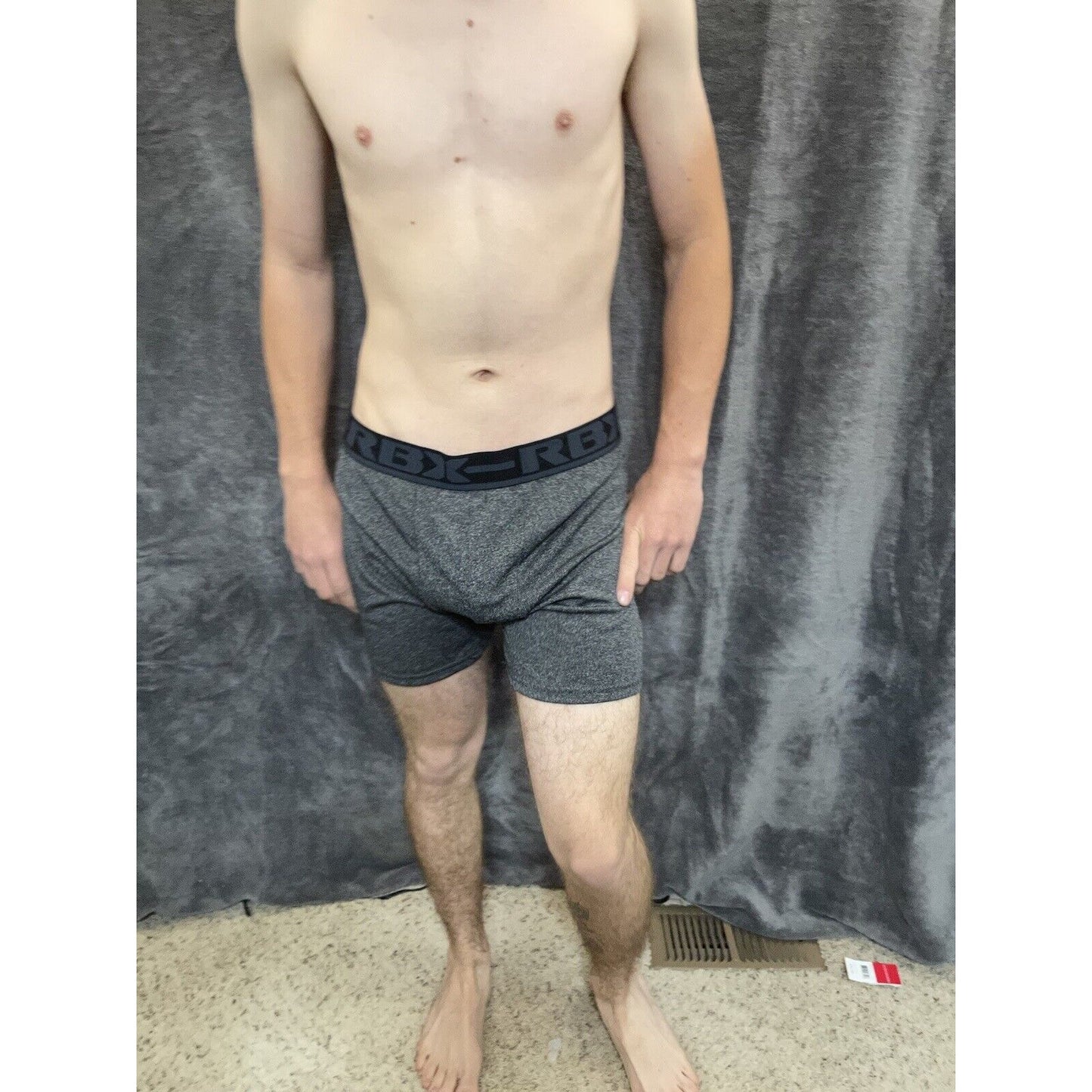 men's rbx Gray black Band large 10% spandex compression boxer briefs