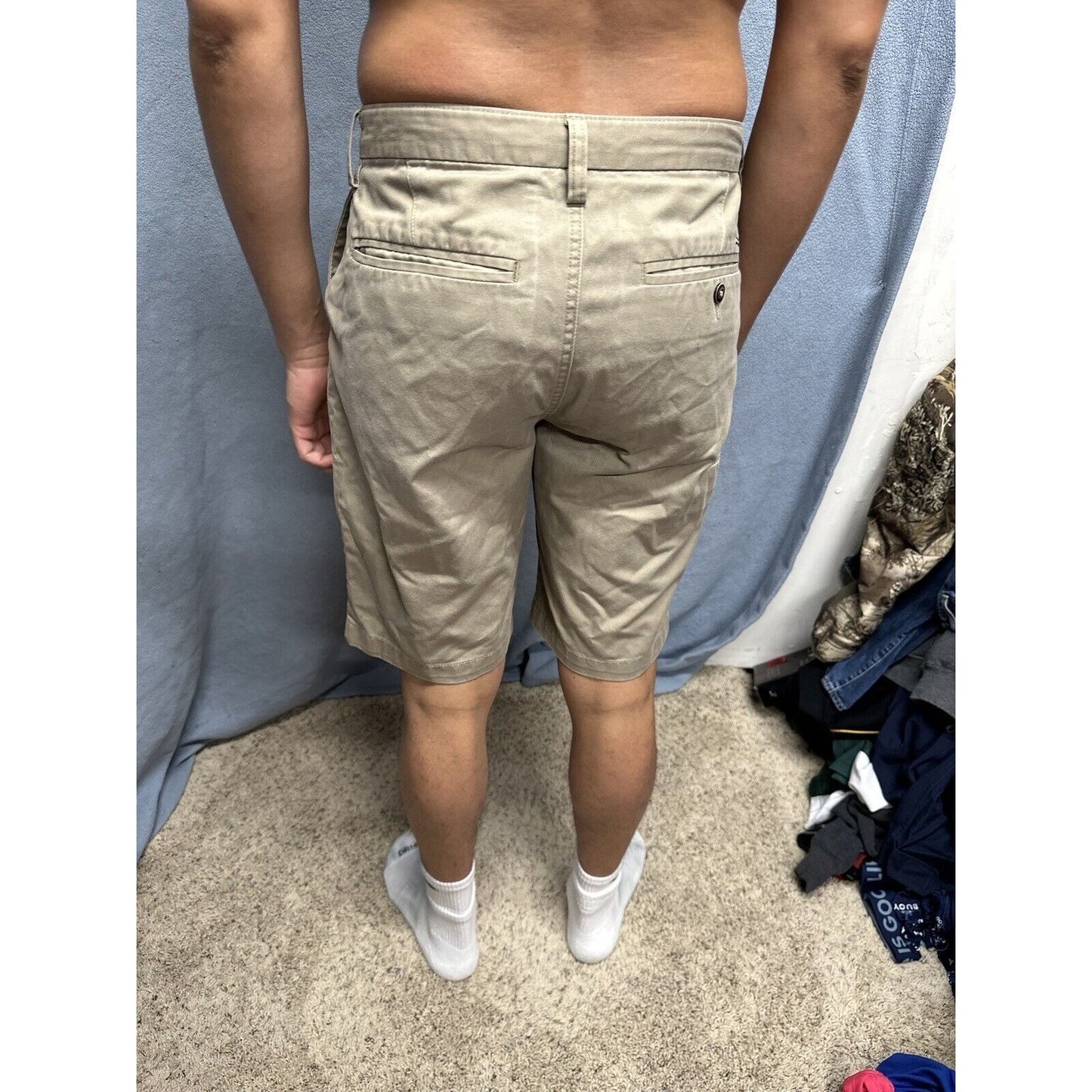 MENS BILLABONG Tan Beige Khaki CARTER STRETCH Flat Front Chino Shorts 31