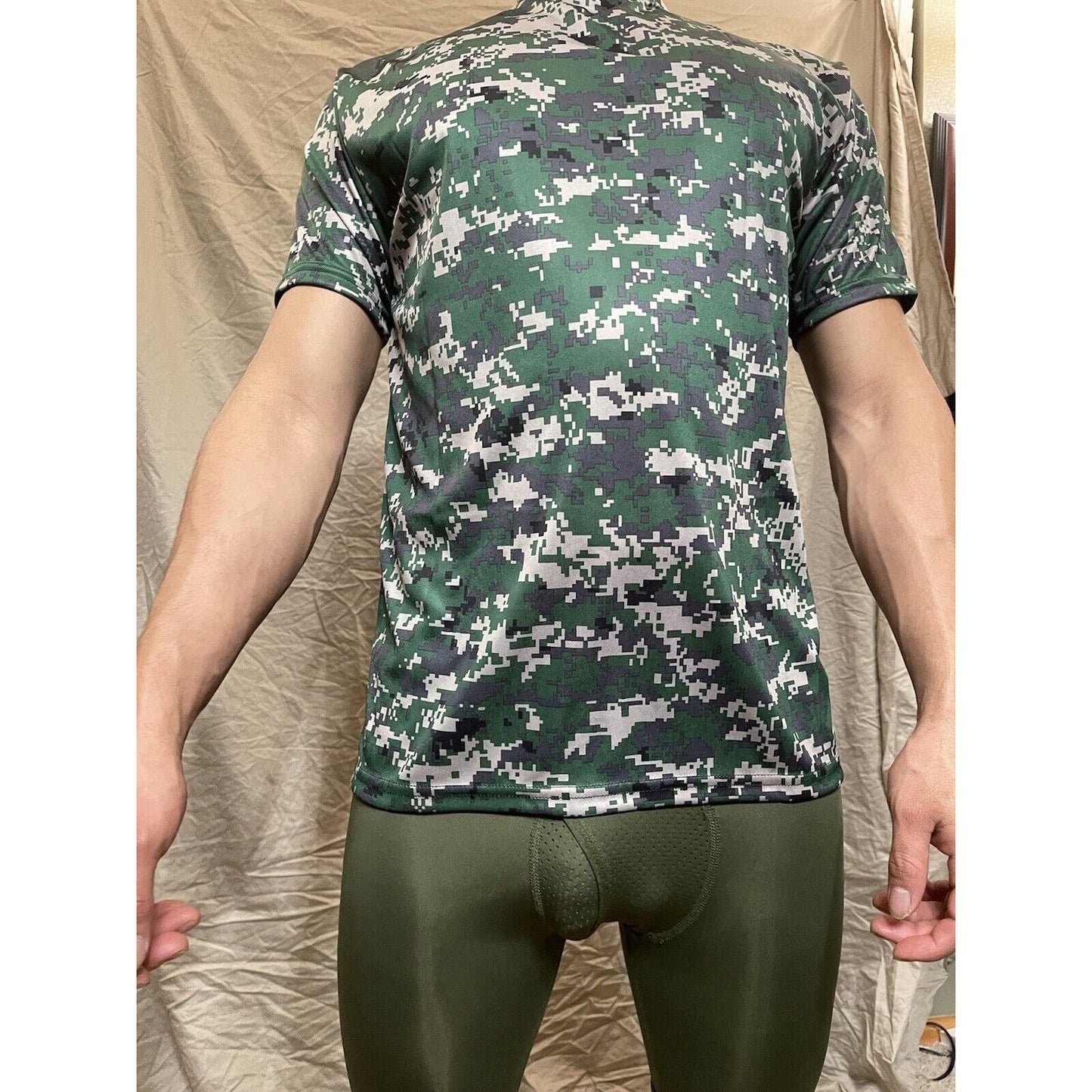 Boy's Youth Large Digi Camo Alleson Athletic Green Compression Workout Shirt