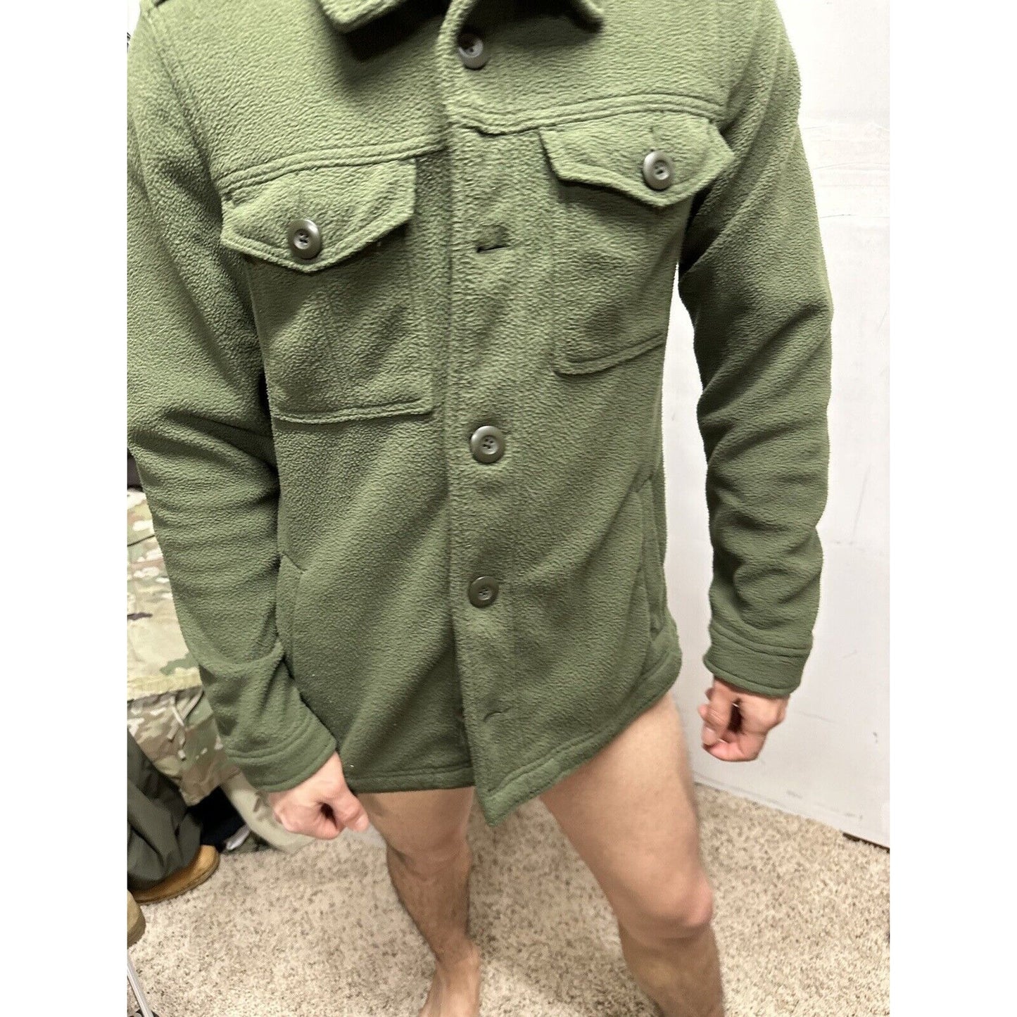Men’s Old Navy Small Poly Olive Green Front Button Jacket