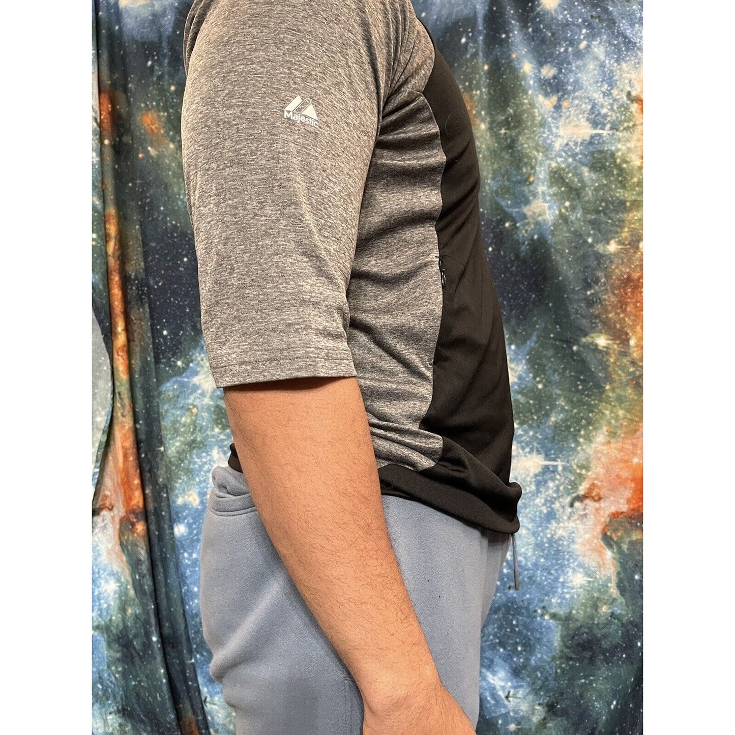 MLB Baseball Colorado Rockies Black Tshirt medium Majestic Zippered Pocket