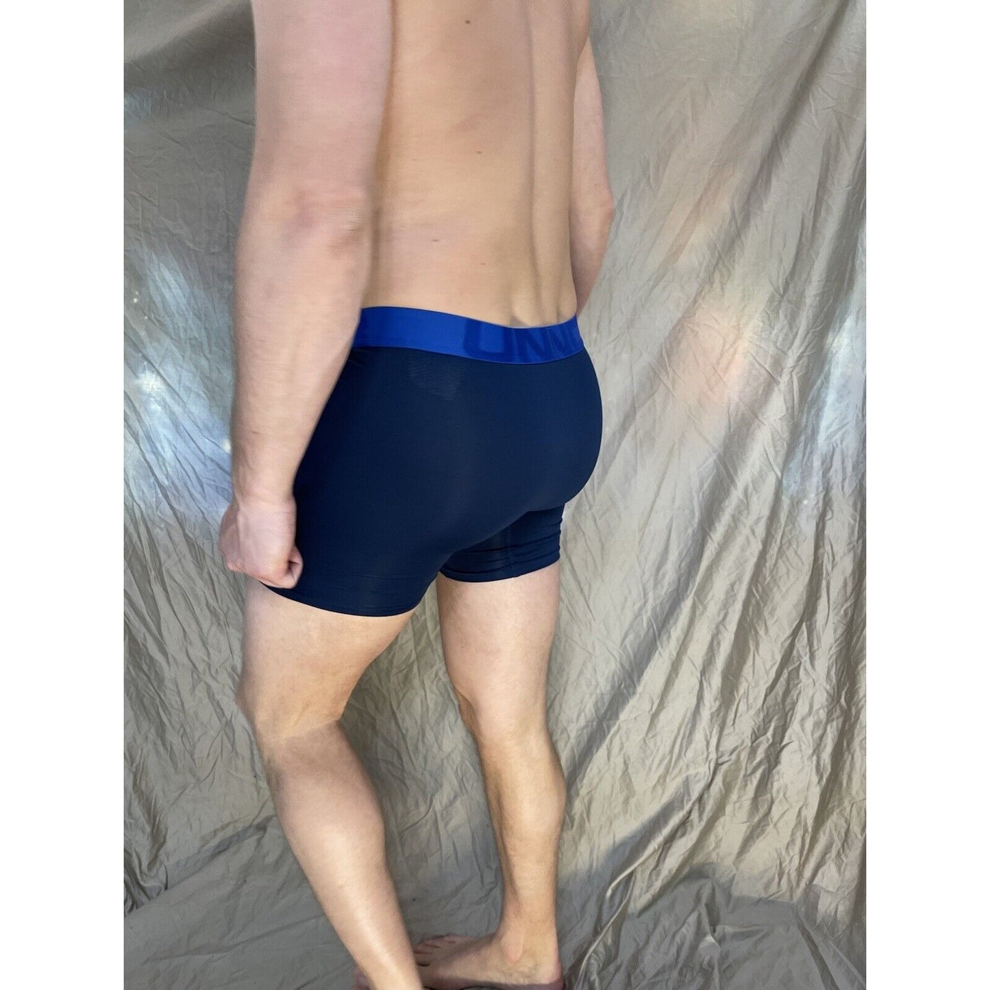 men's small under armour navy blue the tech mesh boxerjock