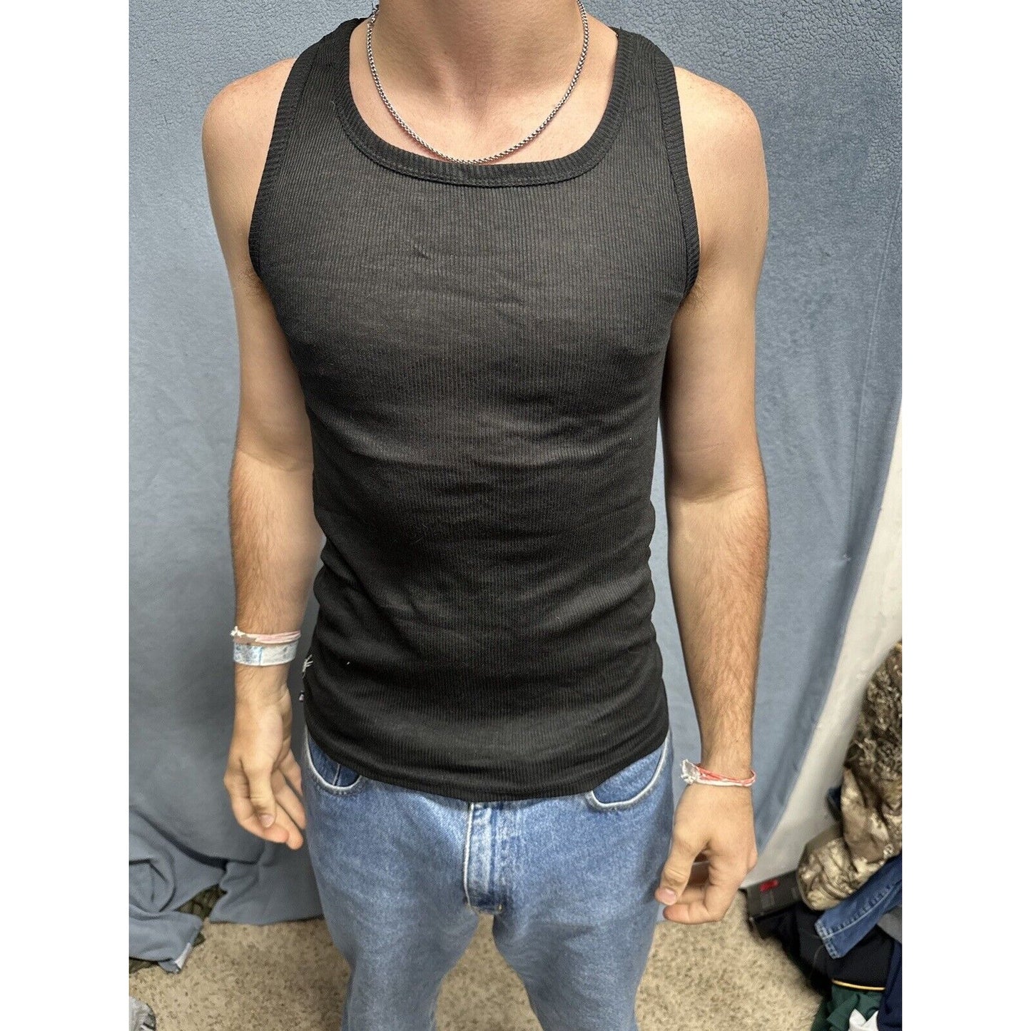 Men’s Black Medium Spyder Tank Top Muscle Shirt