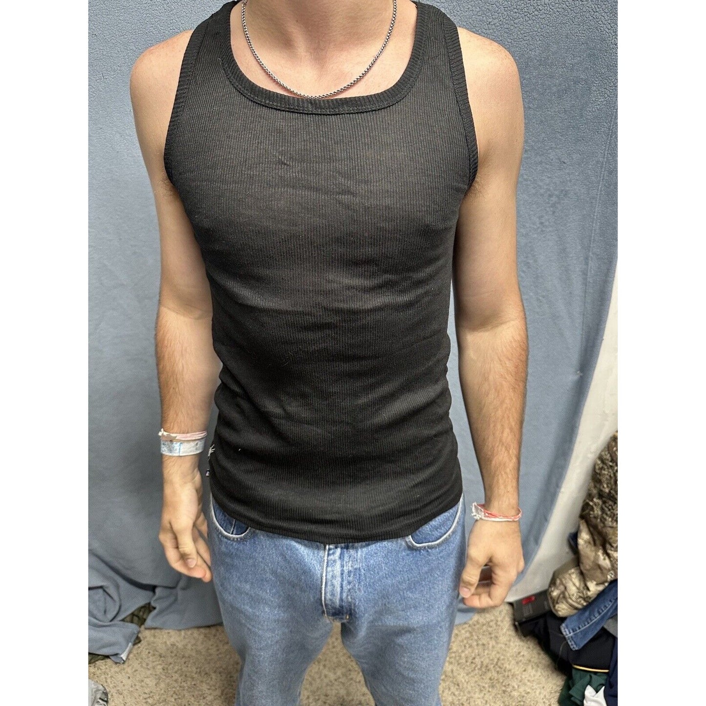 Men’s Black Medium Spyder Tank Top Muscle Shirt