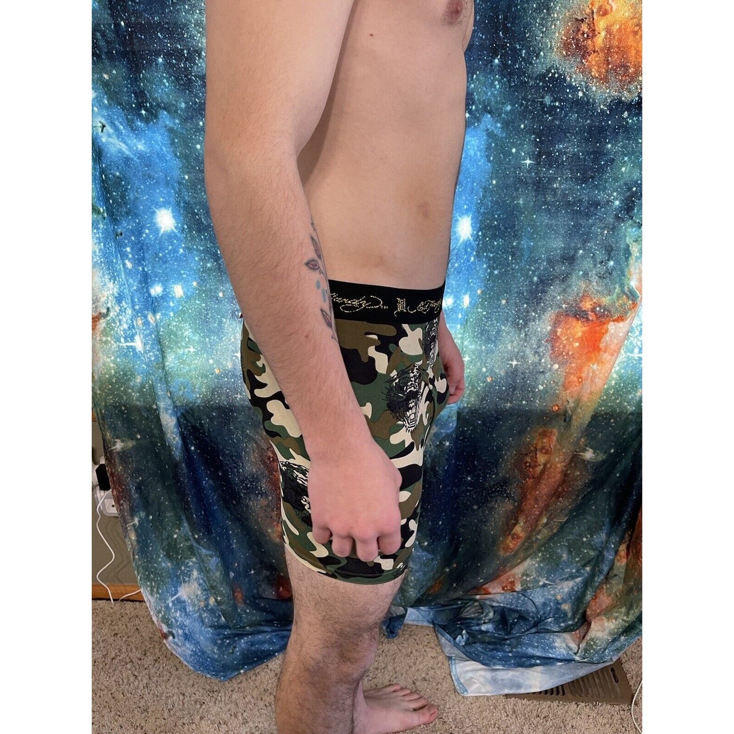 men's ed hardy camo tiger compression shorts medium New Unworn