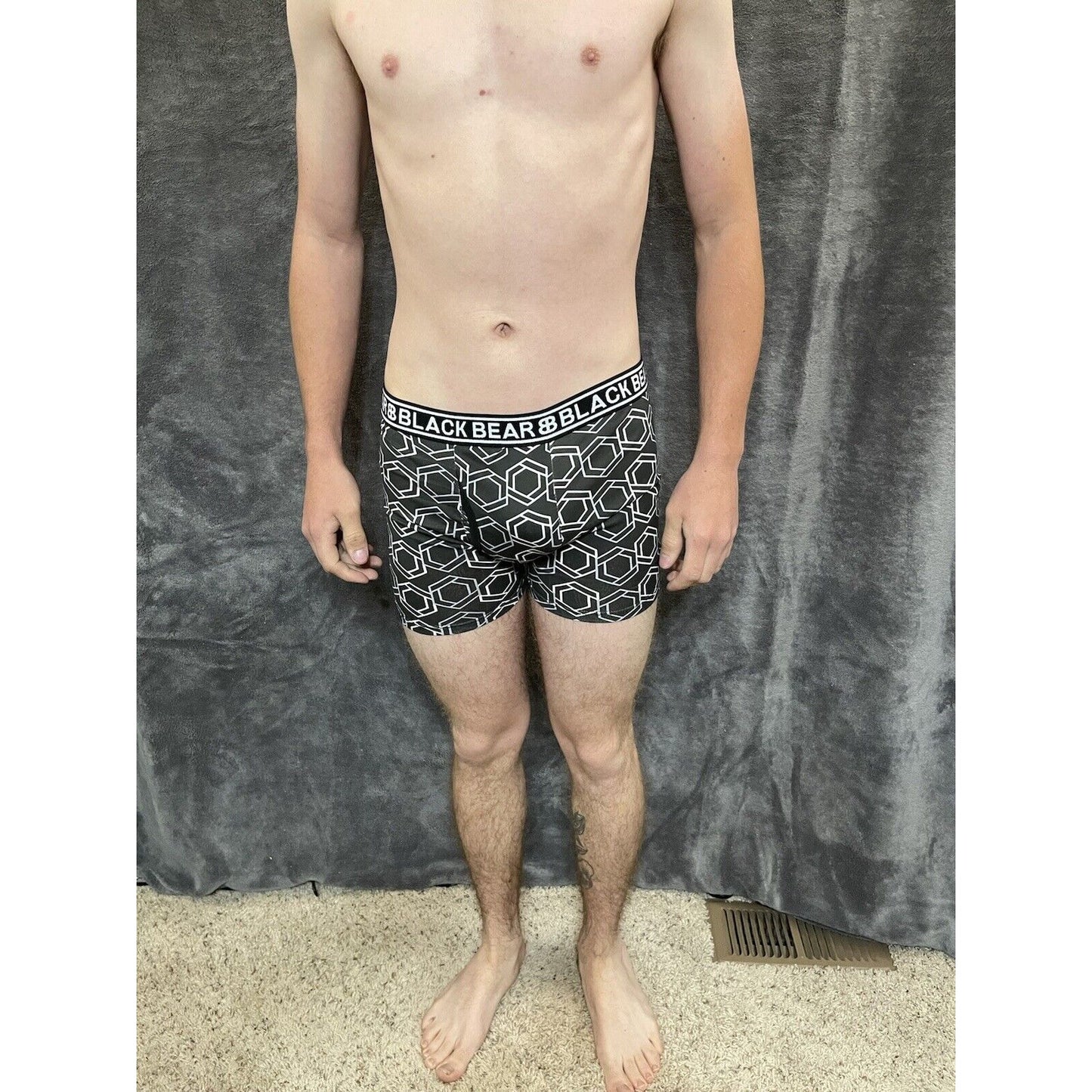 men's medium athletic trunk style black bear boxer brief Black Geometric Design