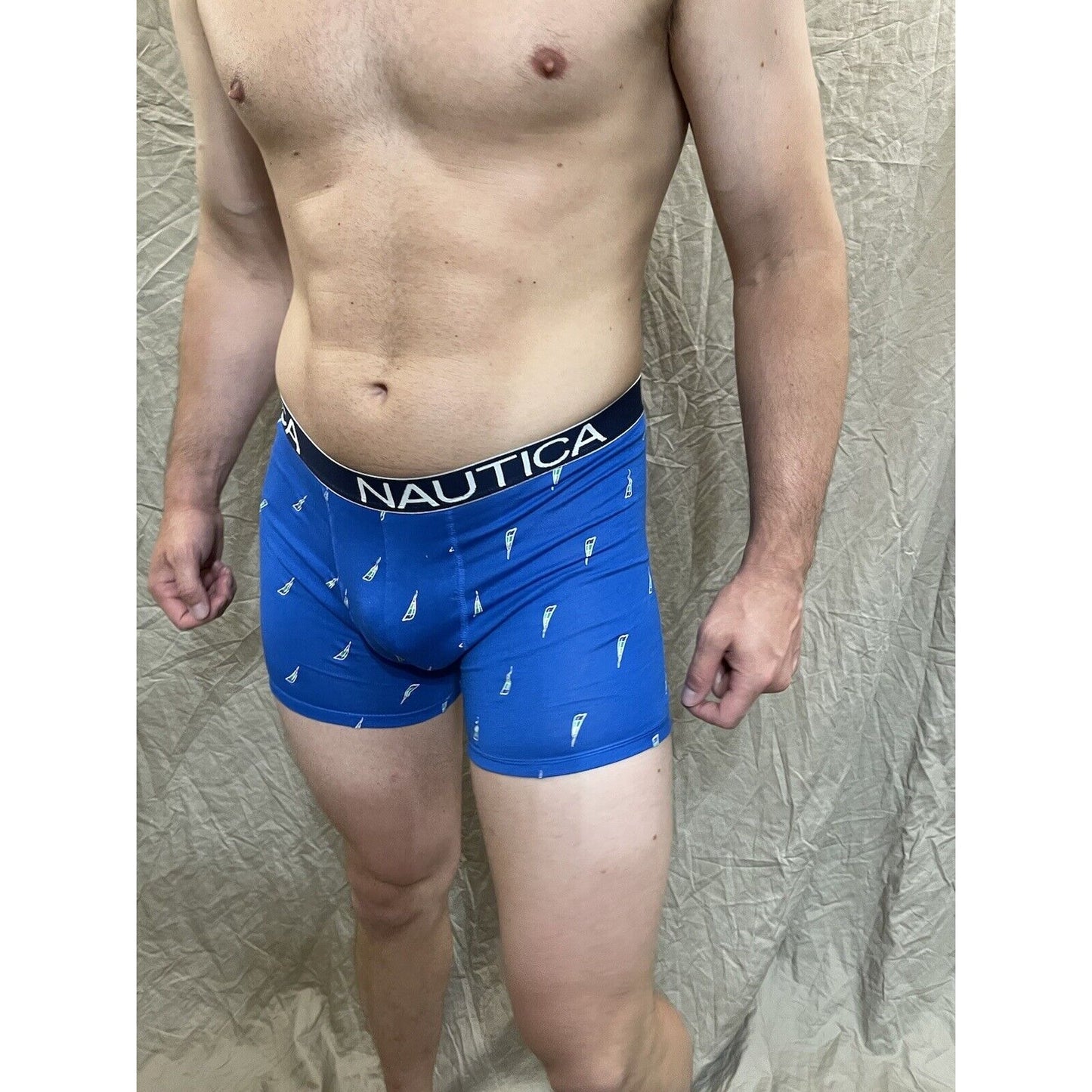 men's Rainbow Pride nautica 5% spandex boxer brief Blue Large