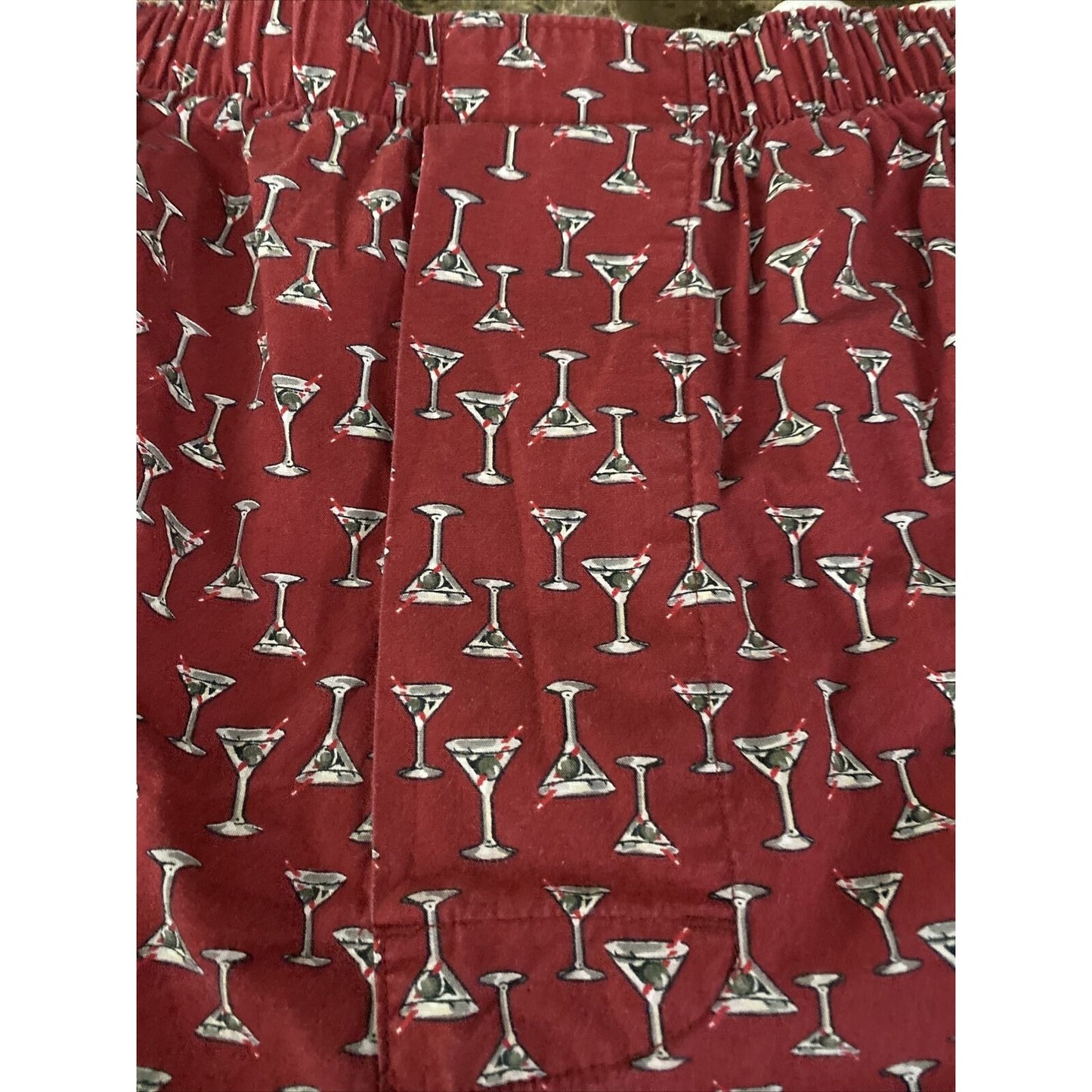 Banana Republic Men’s XL Red Martini Glass Pattern 100% Cotton Boxer Shorts New