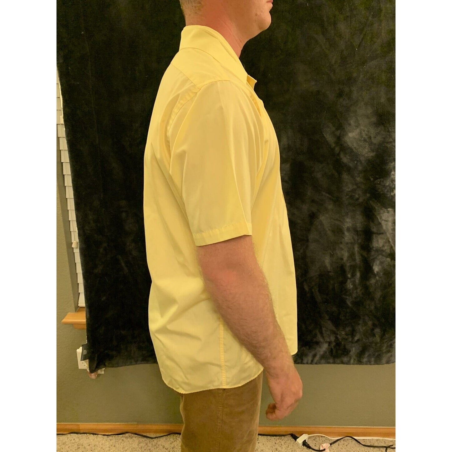 Arrow Hamilton Poplin Short Sleeve Button Down Shirt Large 16 Canary Yellow