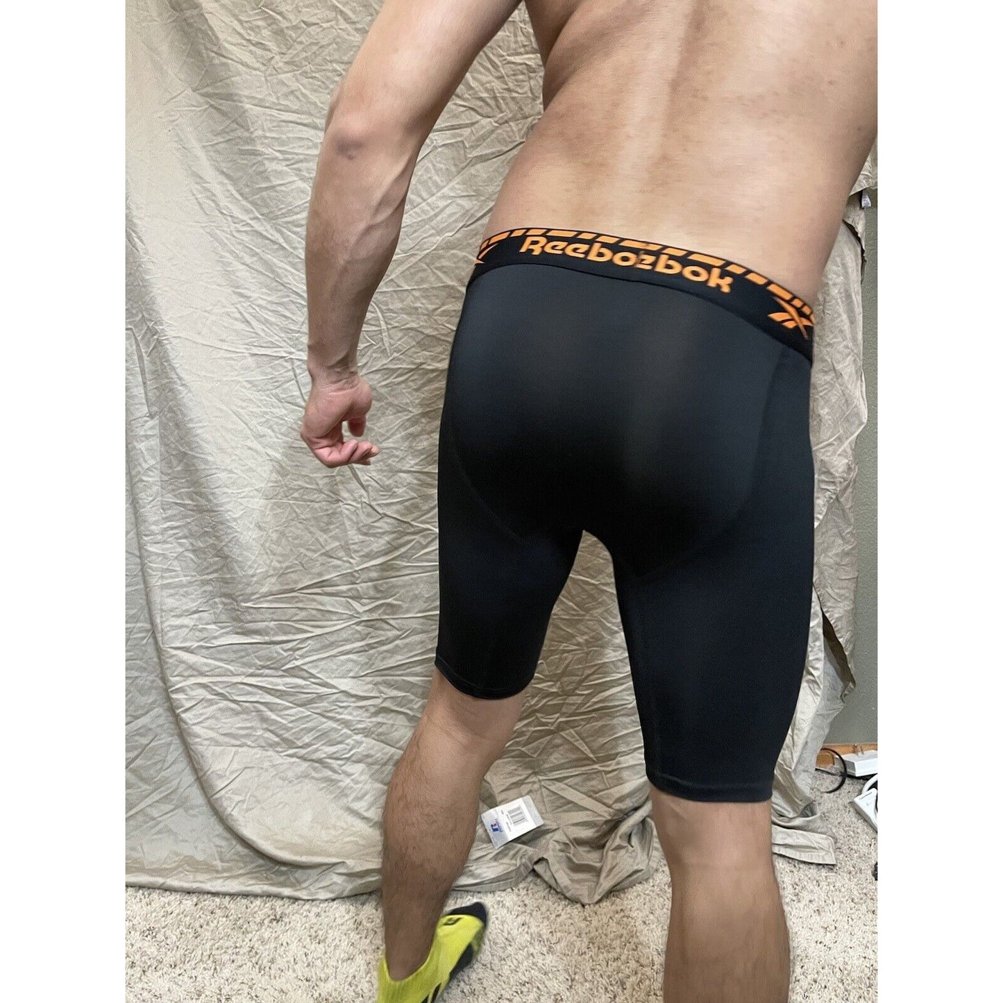 men's black reebok medium orange band compression Boxer Shorts