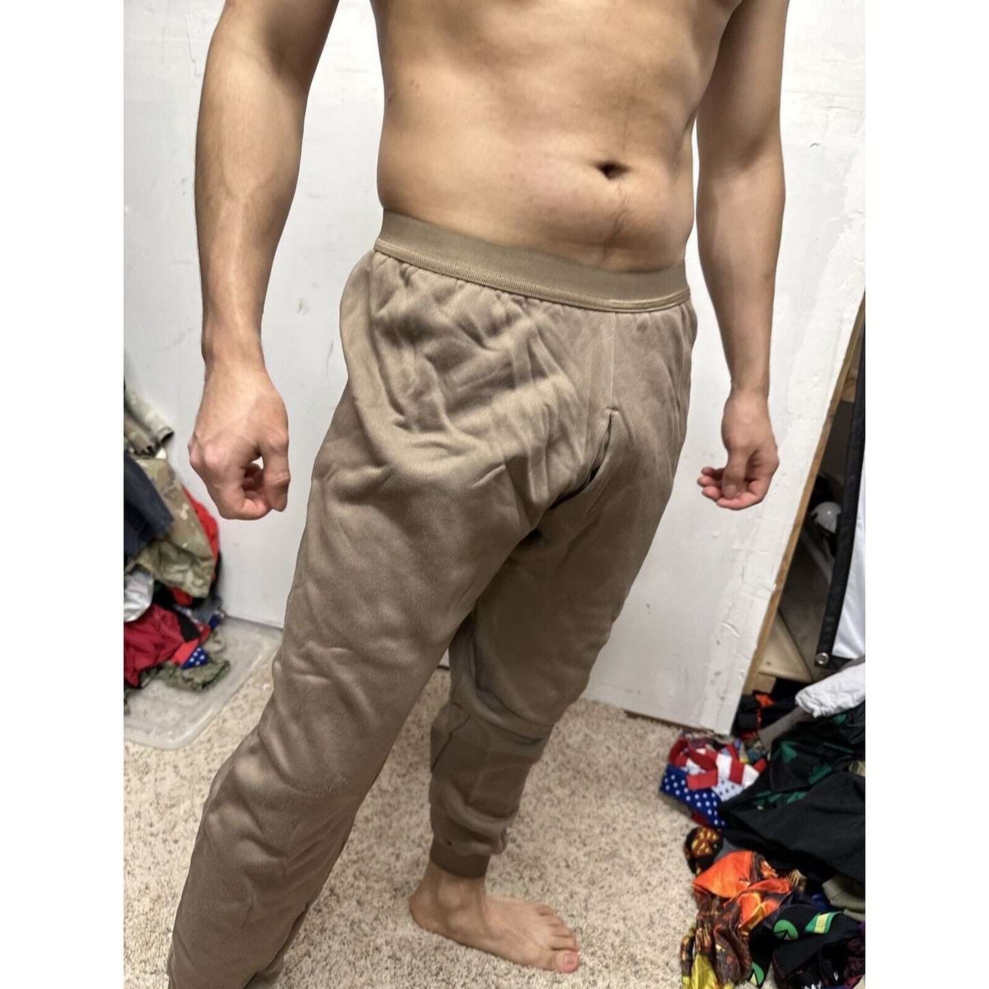 Men’s Cold Weather Brown Drawers Large Thermal Army Air Force Pants