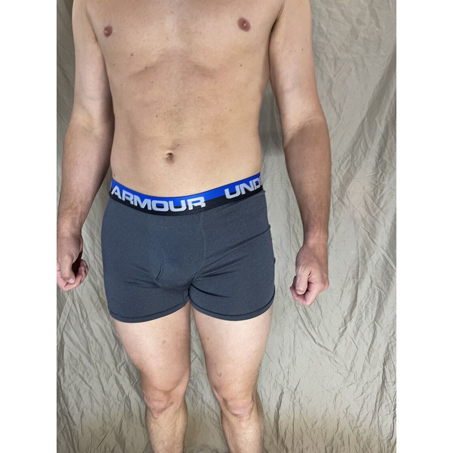 boys youth xl under armour boxerjock Gray with black and Blue band