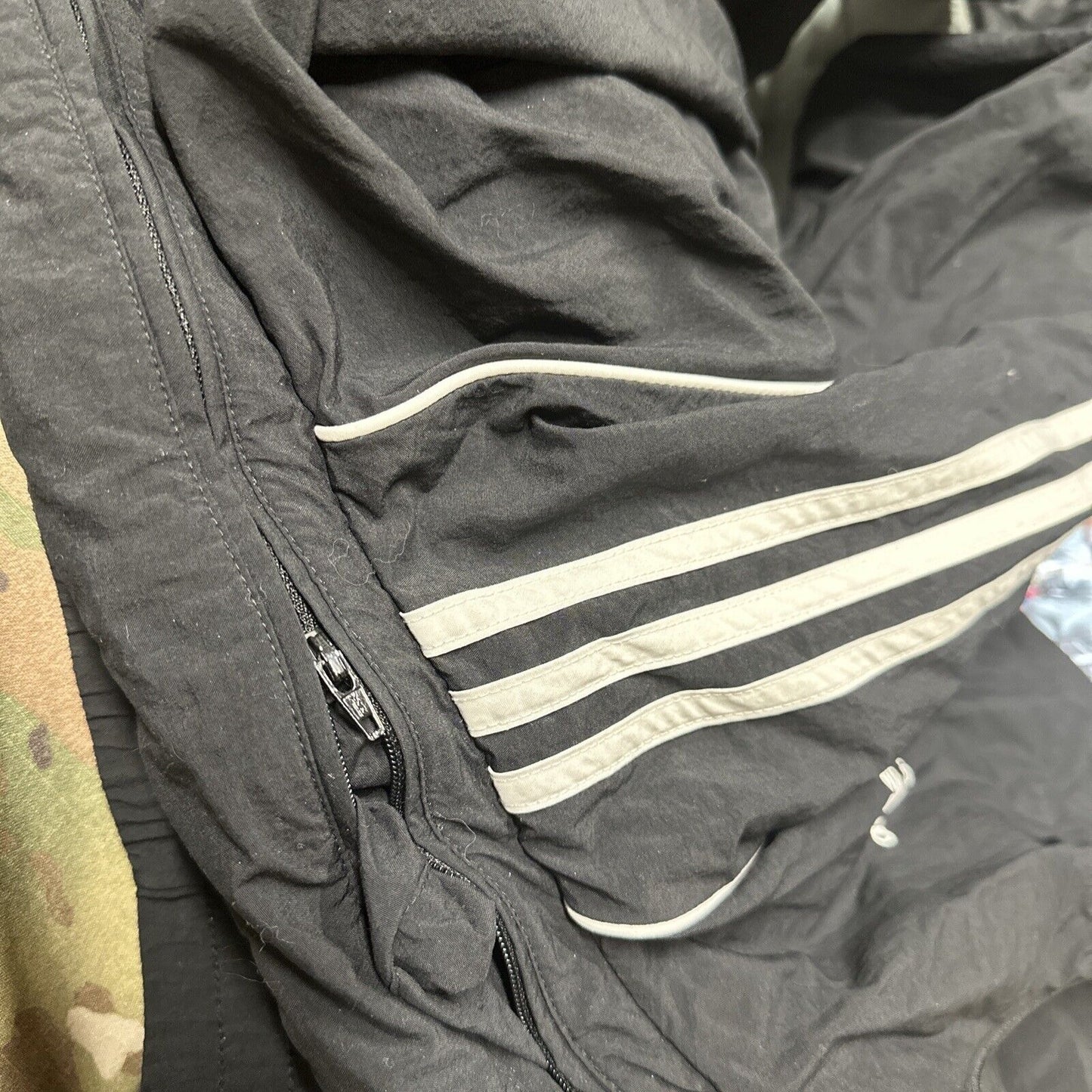 Adidas Men's Full Zip Hoodie Black /White Stripe