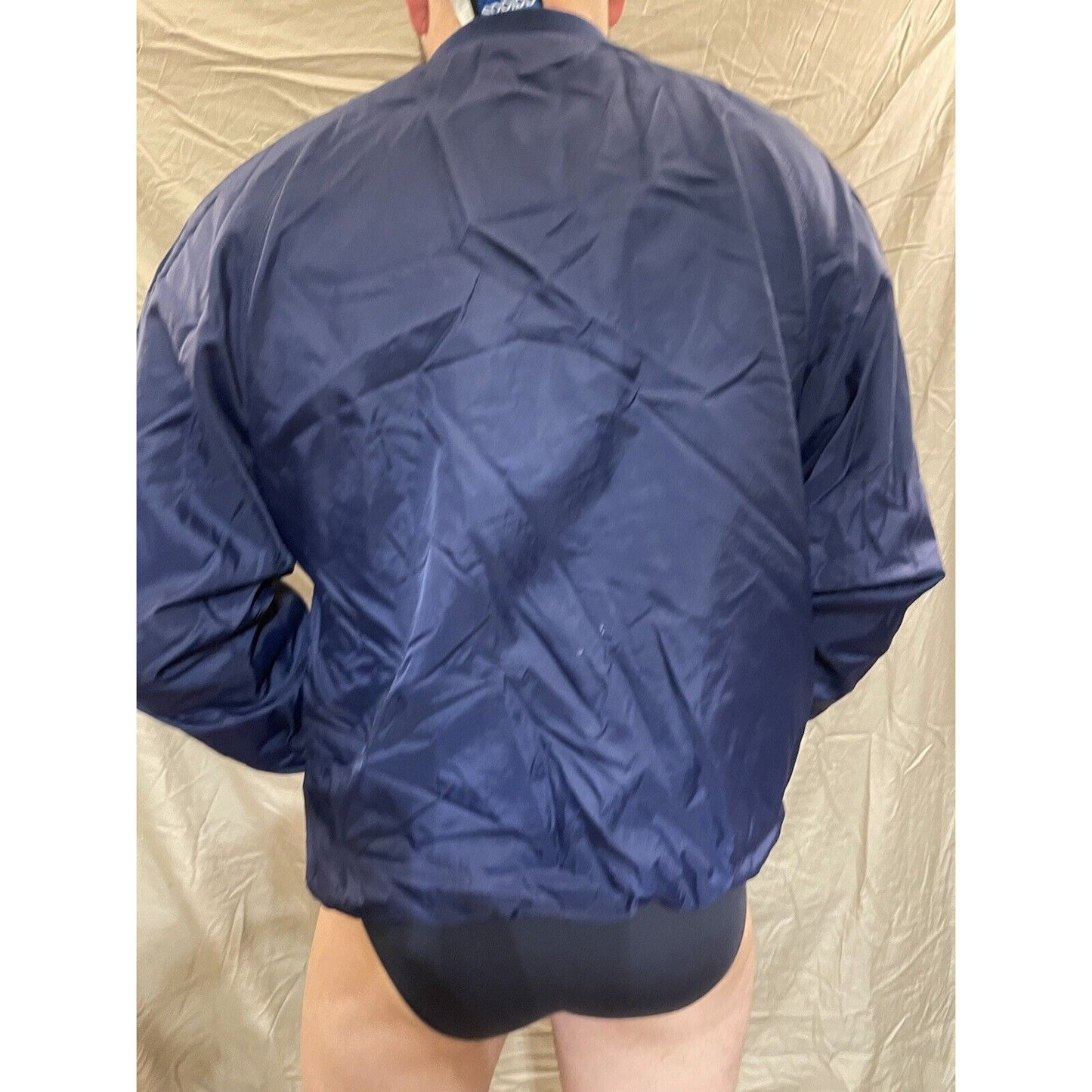 Blue Adidas Mens Team Windbreaker Sz. Large Striped Pullover