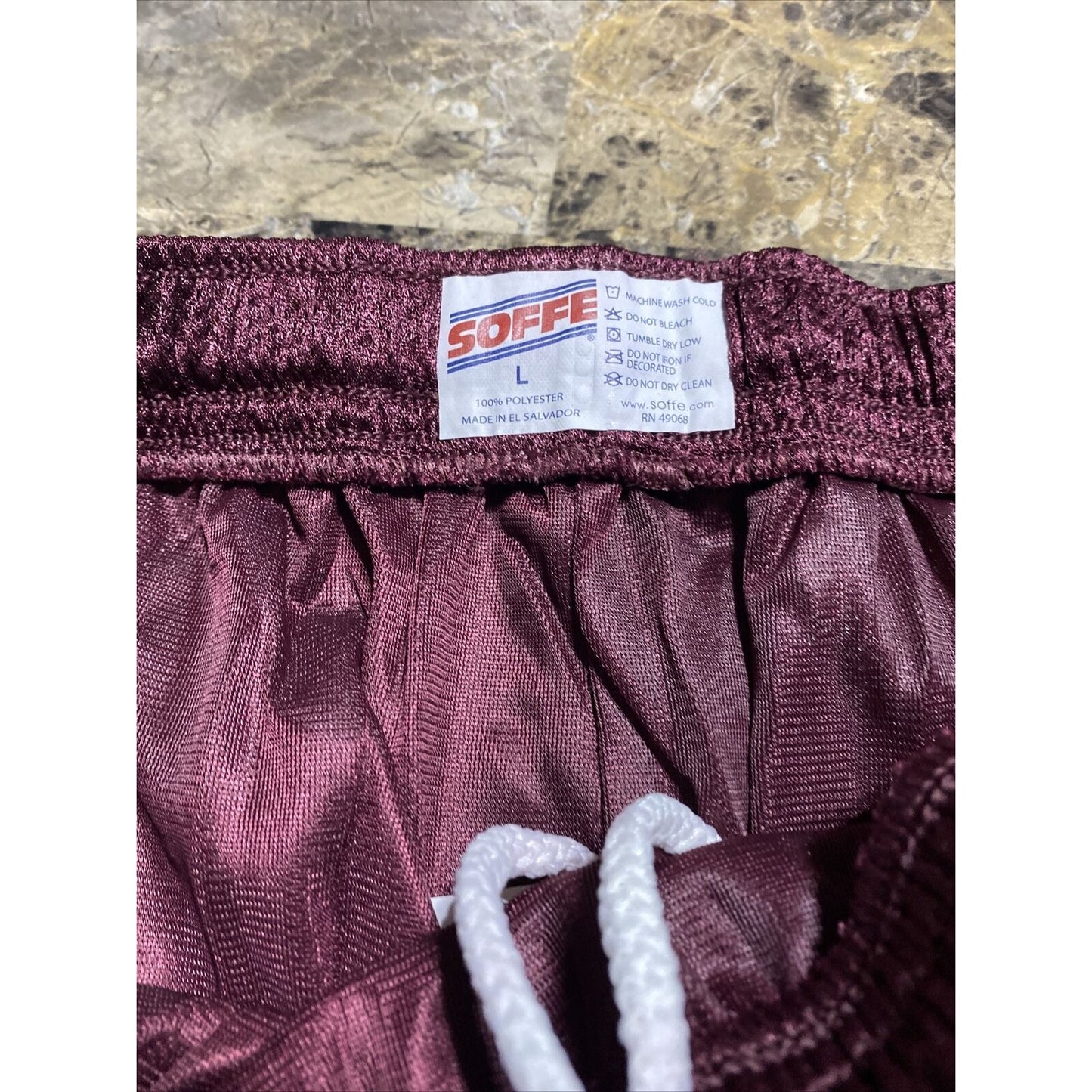 Soffe Men’s Large Burgundy Basketball Training Polyester Mesh Shorts