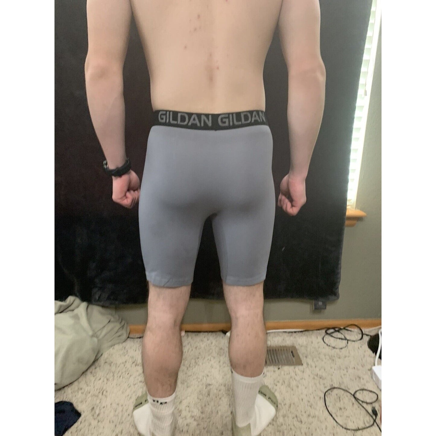Men’s Gildan Medium Boxer Briefs Gray 5% Spandex