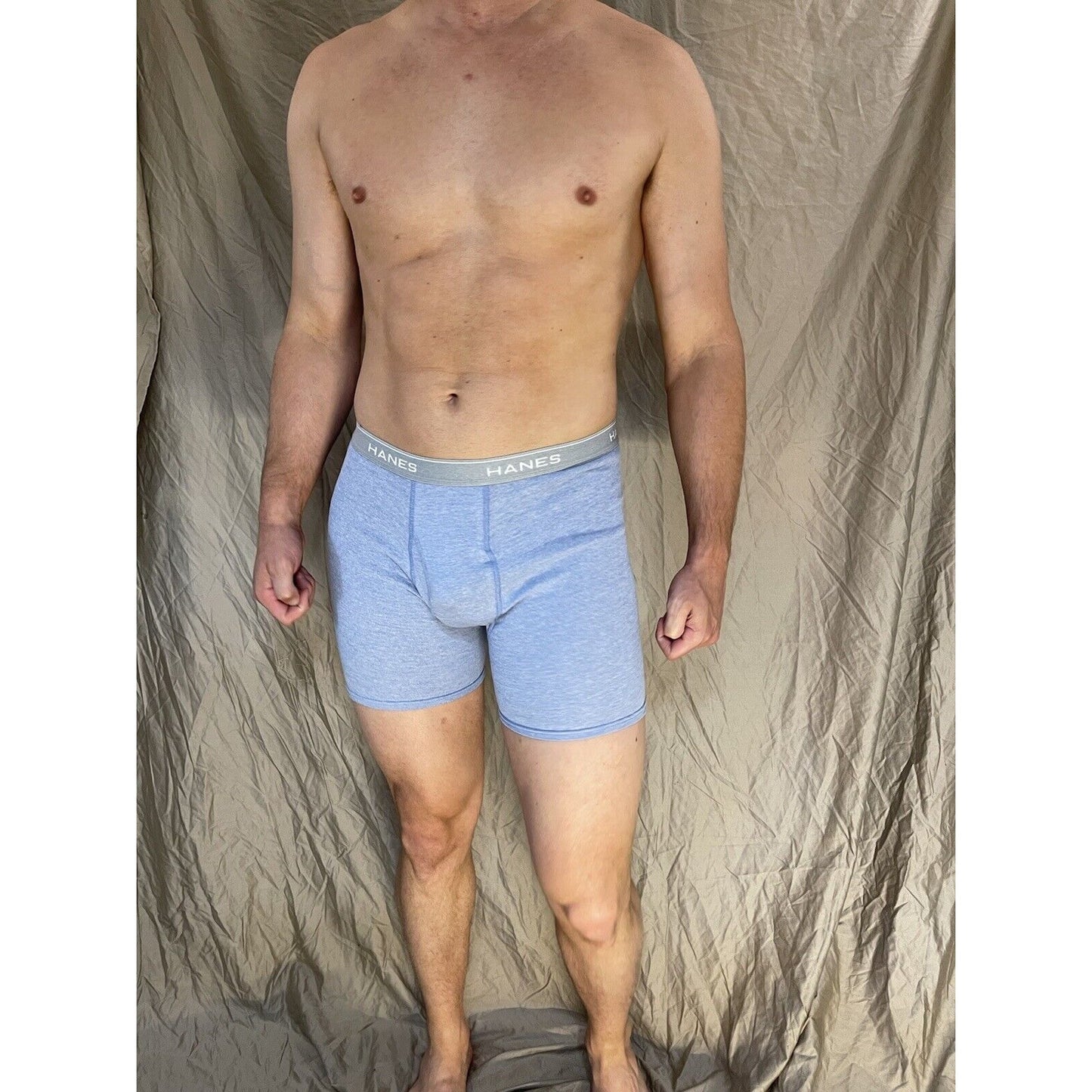 men's medium hanes light blue boxer brief