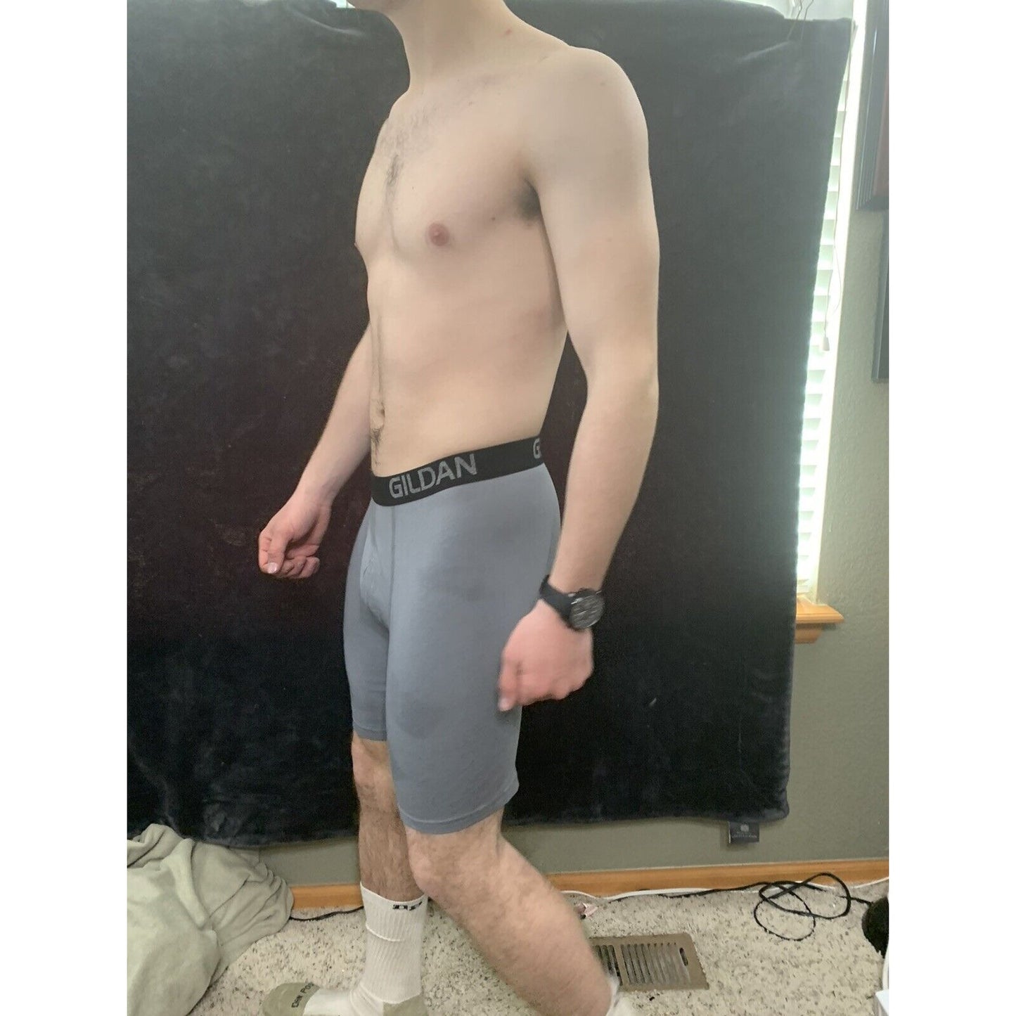 Men’s Gildan Medium Boxer Briefs Gray 5% Spandex