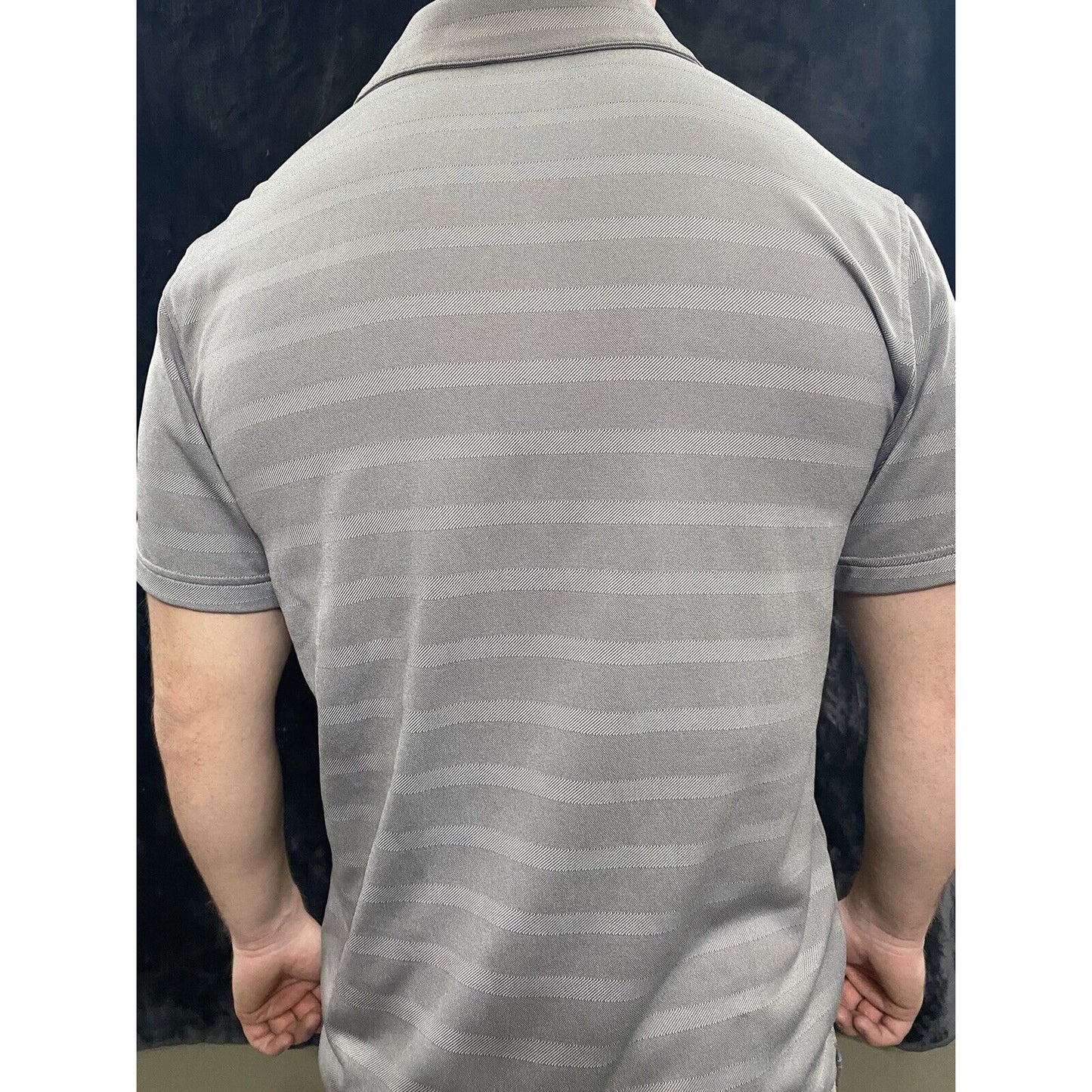 Bolle Men's Short Sleeve Performance Polo Shirt Tornado Stripes Gray Size Medium
