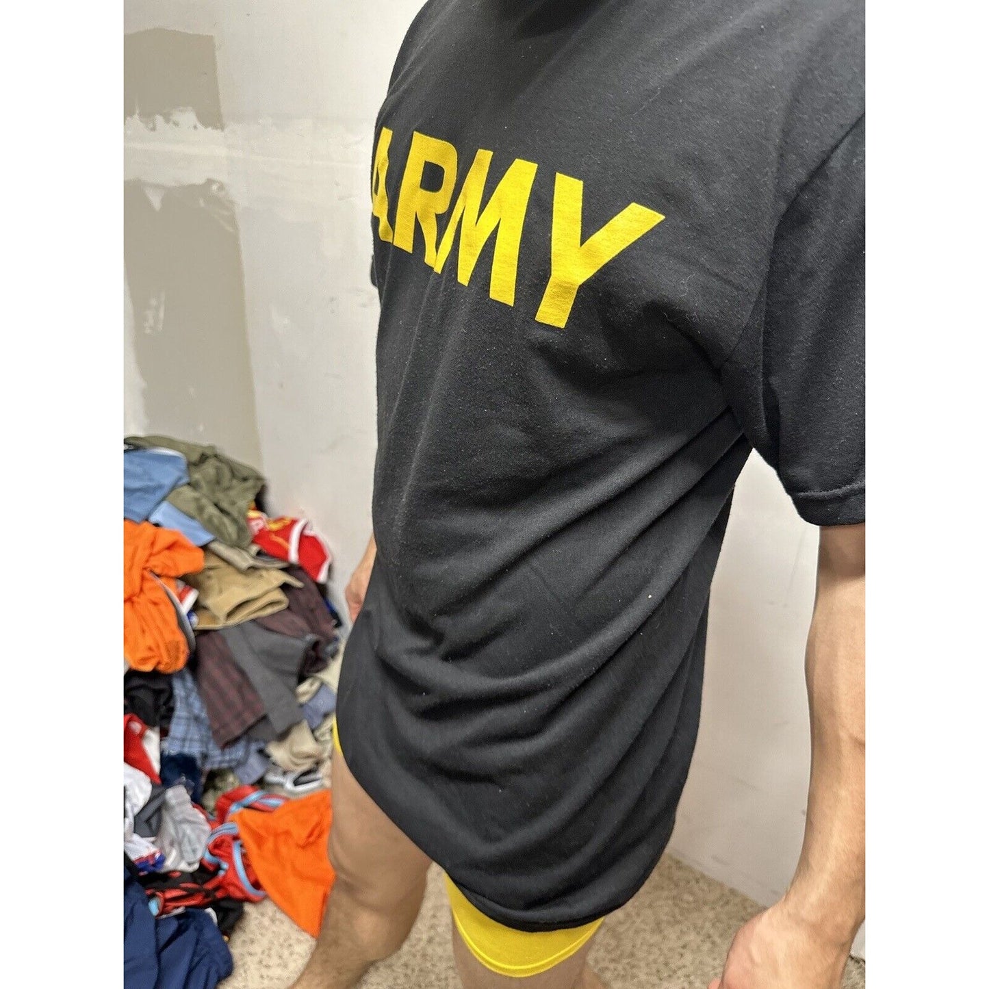 Men’s Army Pt Shirt Black Uniform Apfu Medium