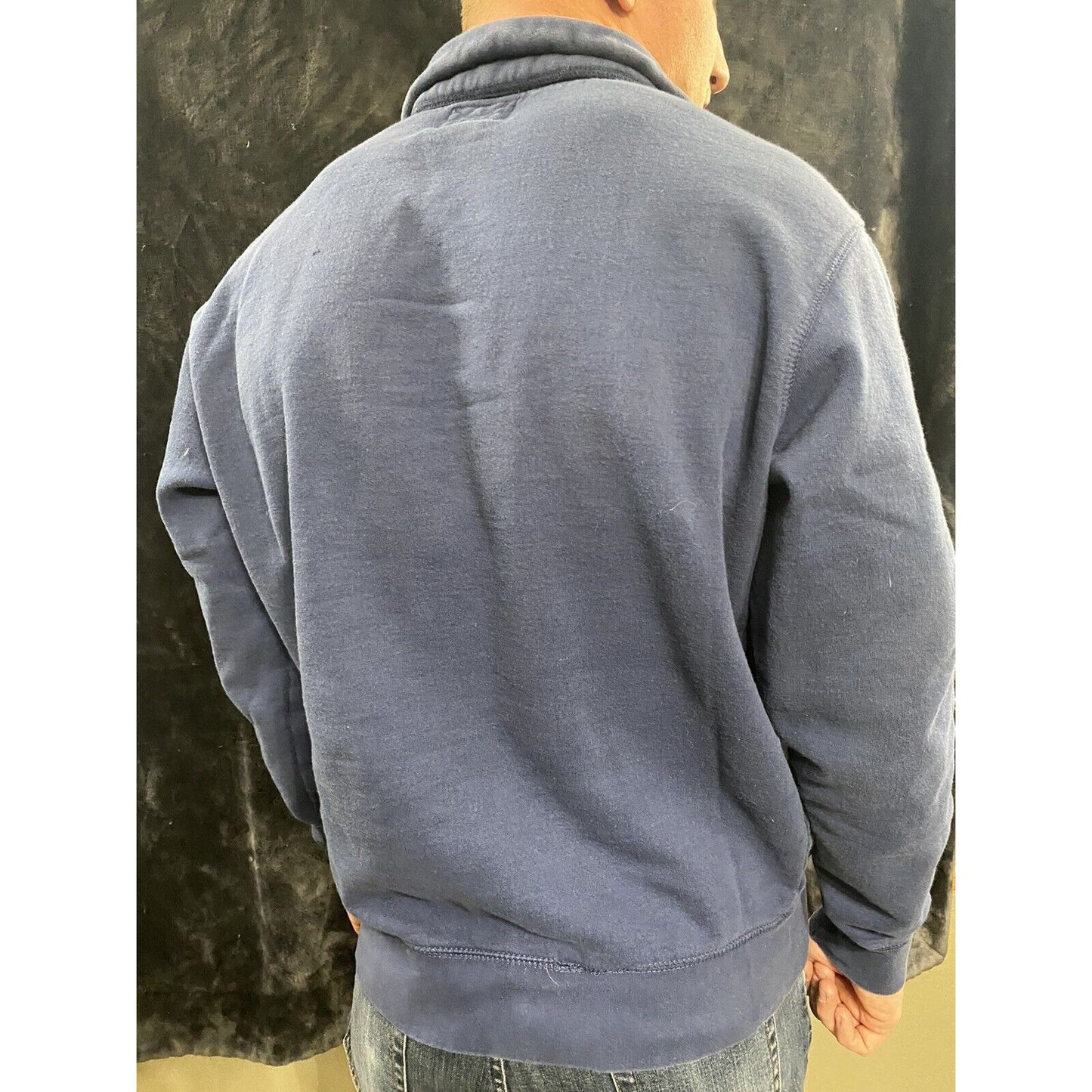 Aeropostale Authentic Trademark Men’s Large Navy Blue 1/4 Button Pullover Sweate