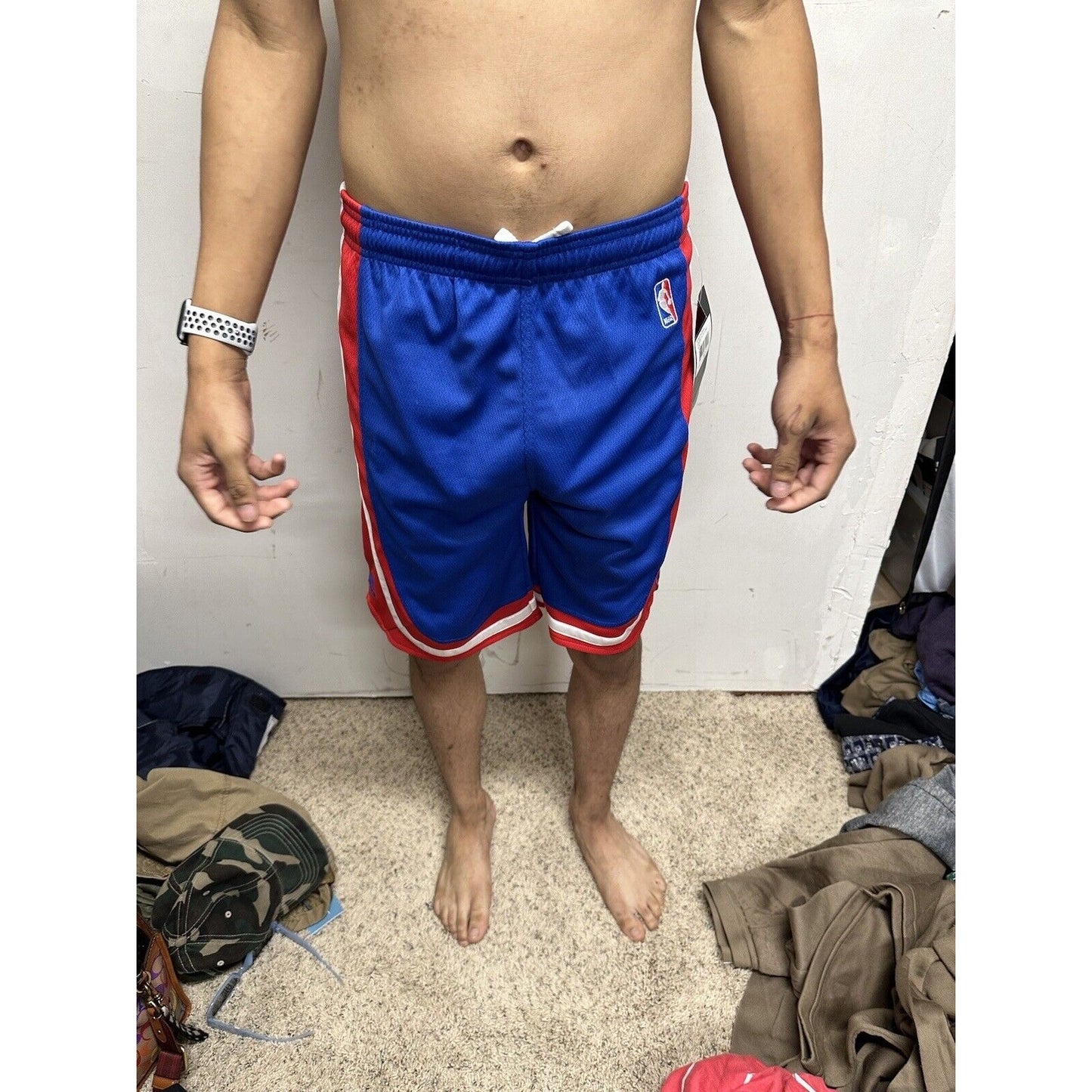 Boy’s Large Pistons NBA Adidas Performance Basketball Shorts Blue