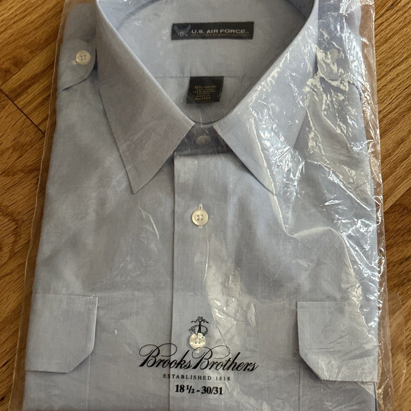 Men’s USSF USAF Coast Guard Brooks Brothers Blue Dress Shirt Long Sleeve 18.5