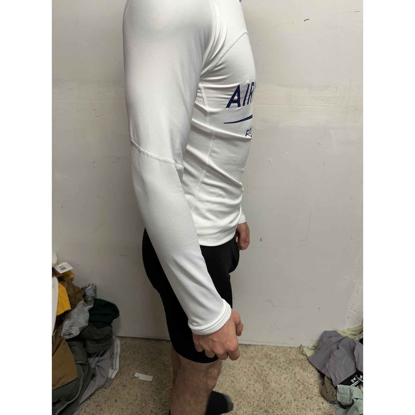Men’s White Nike Pro Compression Hyper Warm Air Force Prep Football Shirt