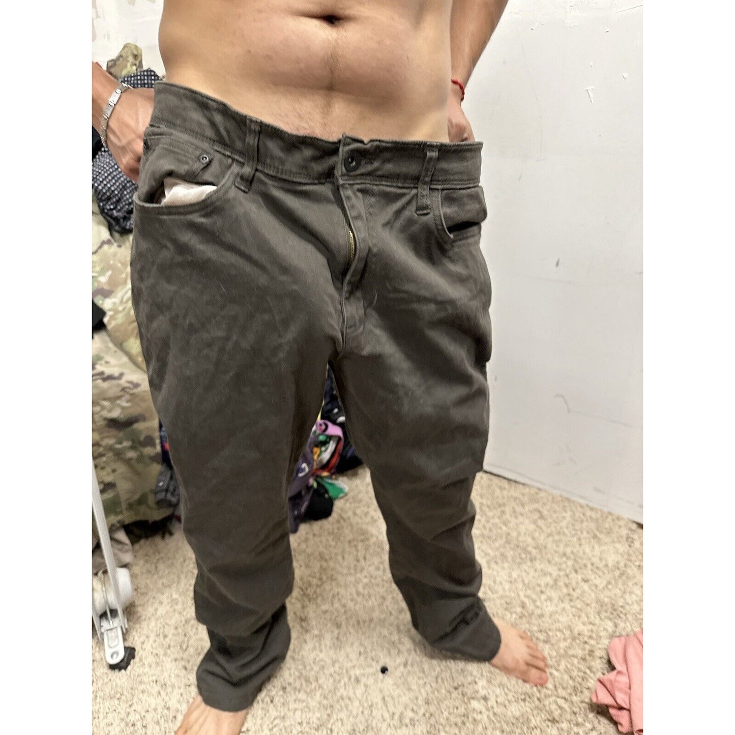 Men’s Straight Fit 36 X 32 Weather Proof Vintage Dark Green Pants