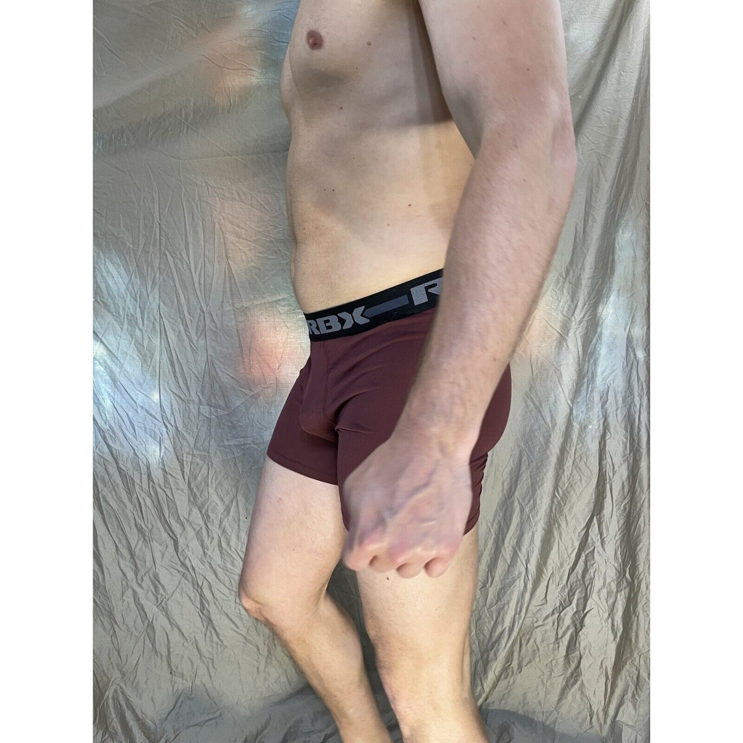 men's Maroon rbx Medium compression boxer briefs