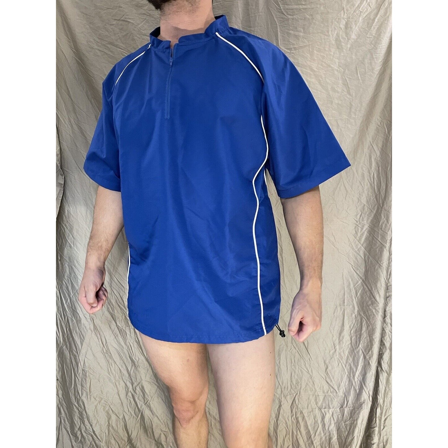 men's blue rawlings large 1/4 zip pullover windbreaker