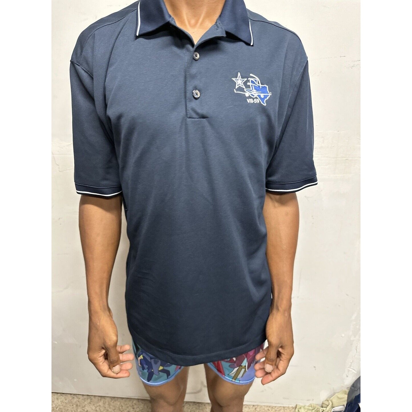 Men’s Dark Blue Nike Golf Large Polo Shirt VR-59 Texas Flying Plane