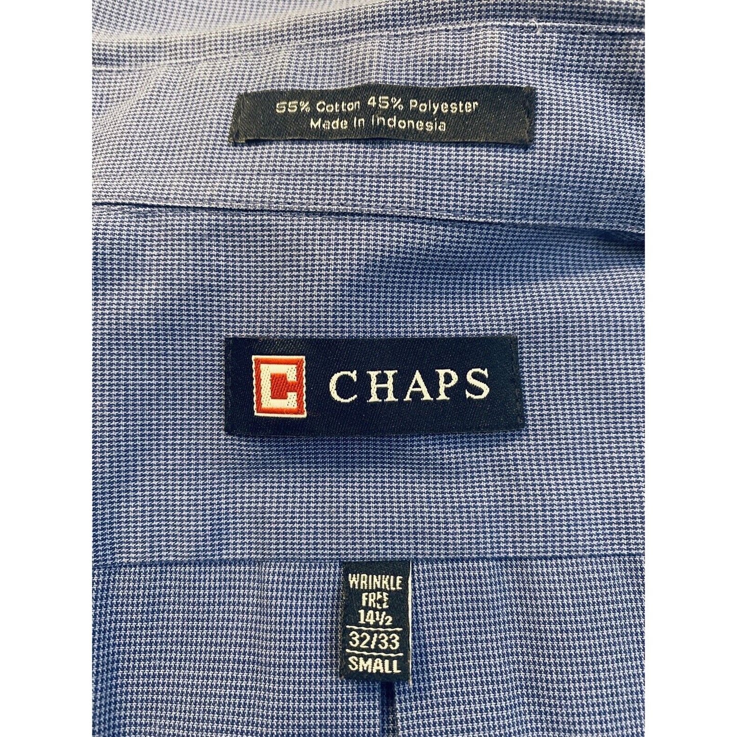 CHAPS Men’s Blue Long Sleeves Button-up Dress Shirt Small 14 1/2 32/33
