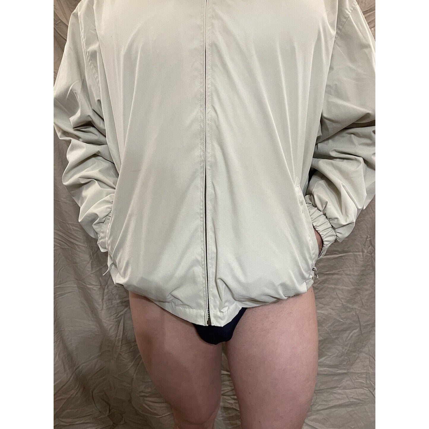 Men's Puritan XL cream ivory fill zip windbreaker jacket