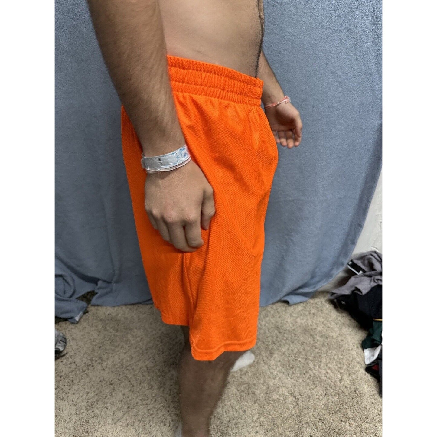 Men’s Neon Orange Starter Medium Athletic Shorts With Pockets