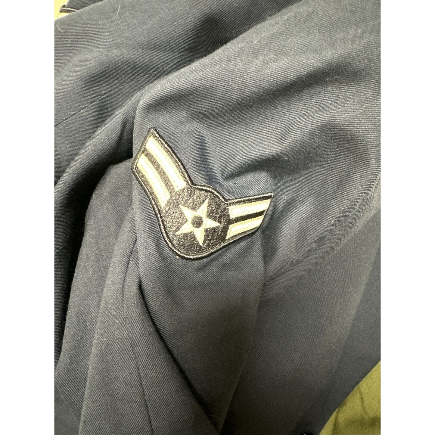 Men’s USAF Air Force Service Dress Coat Jacket Uniform 40R With Sewn Rank