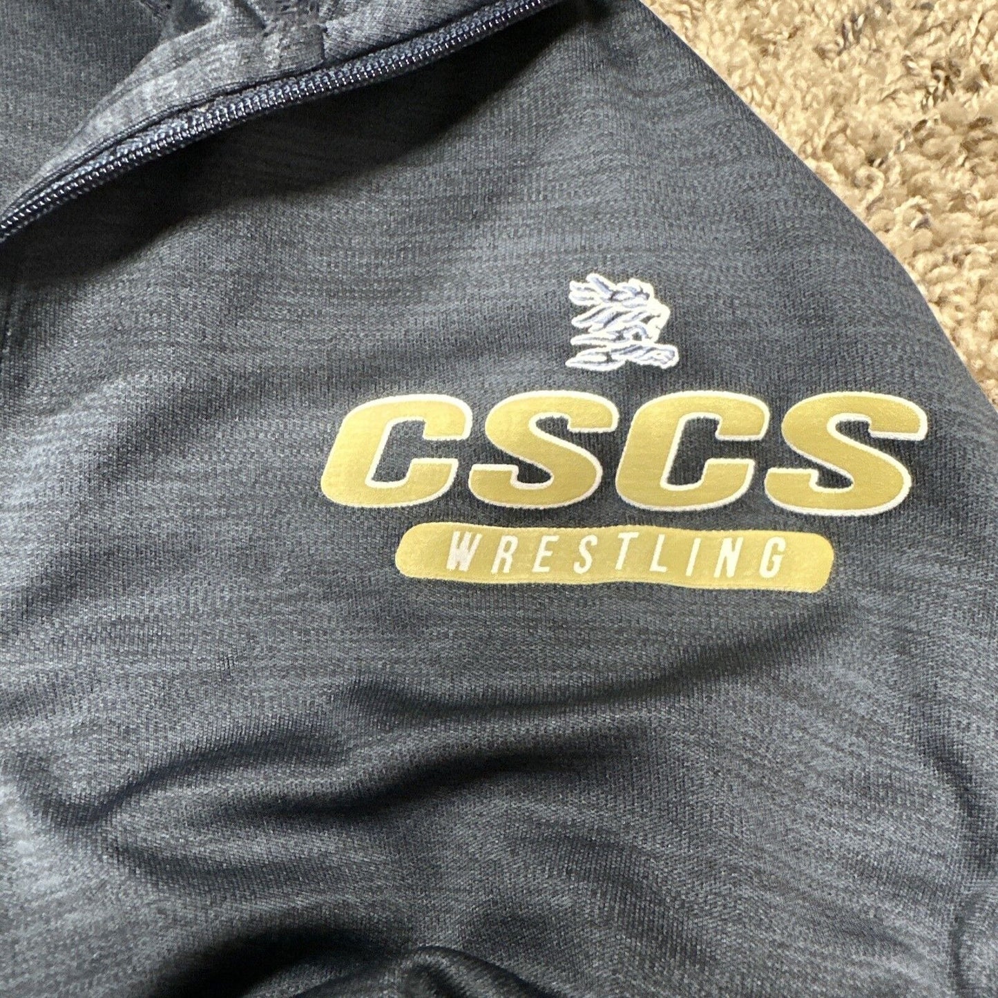 Men’s Gray Navy Blue CSCS Wrestling BSN Sports Medium Pullover 1/4 Zip