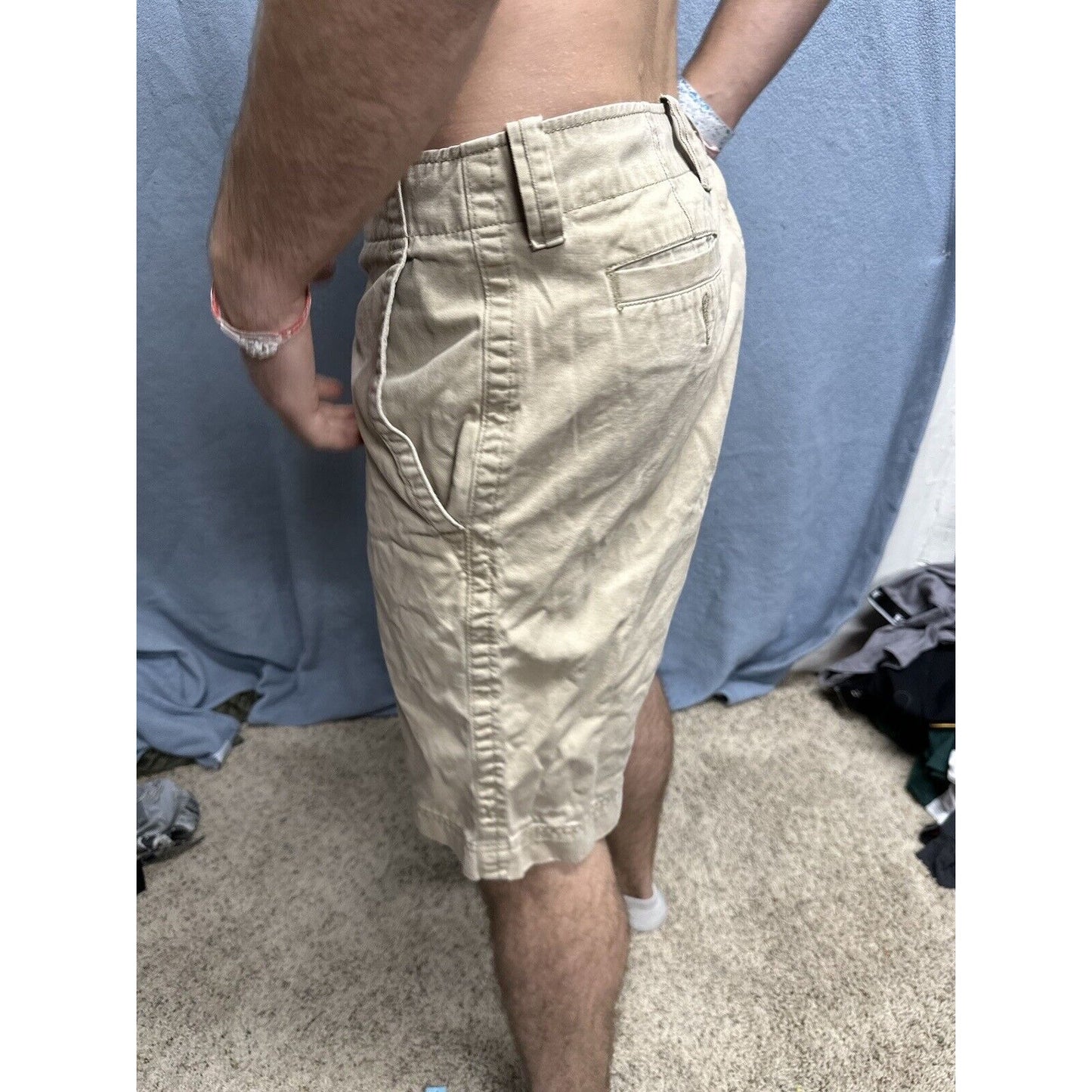 Men’s Khaki Gap Rugged Short Flat Front Shorts Size 36