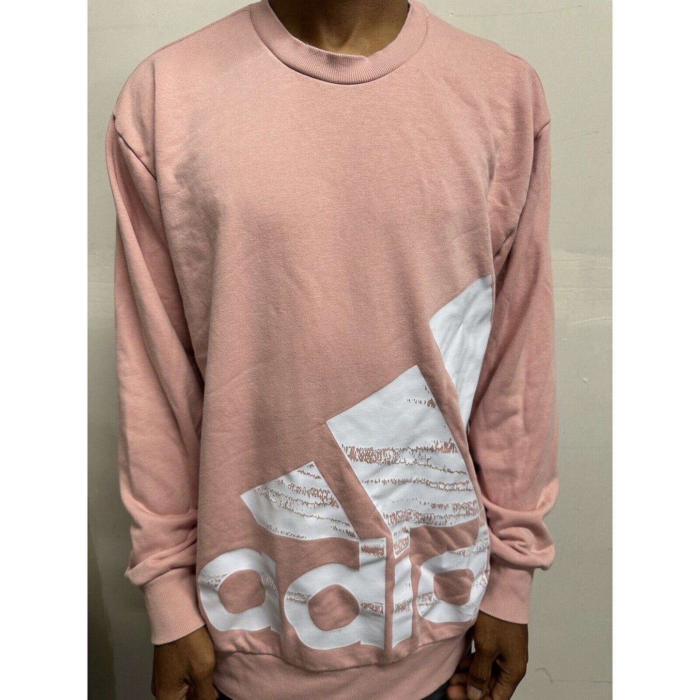 Men’s Pink Adidas Large Pullover Sweatshirt Long Sleeve