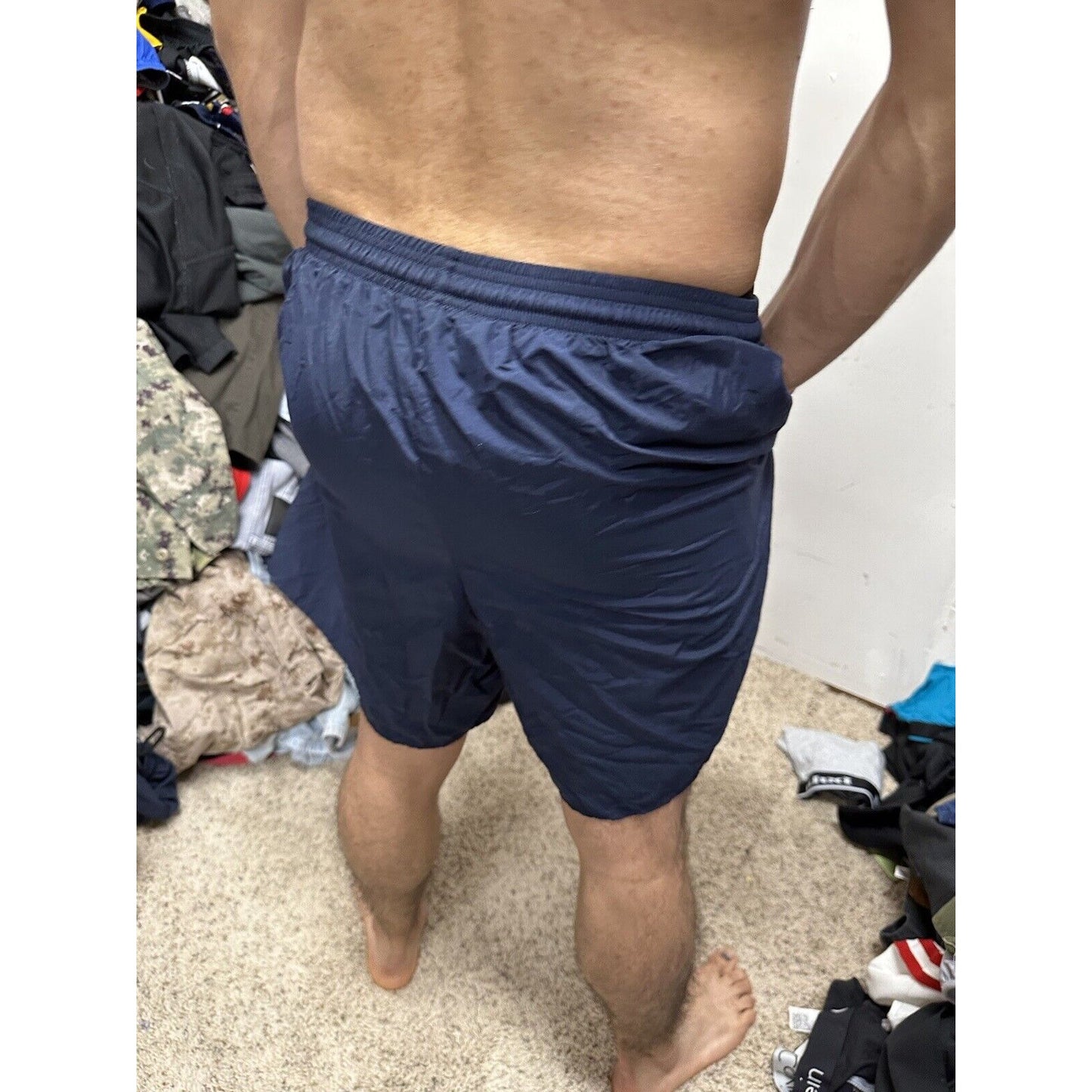 Men’s Large Navy Physical Fitness Uniform Blue Shorts Trunks