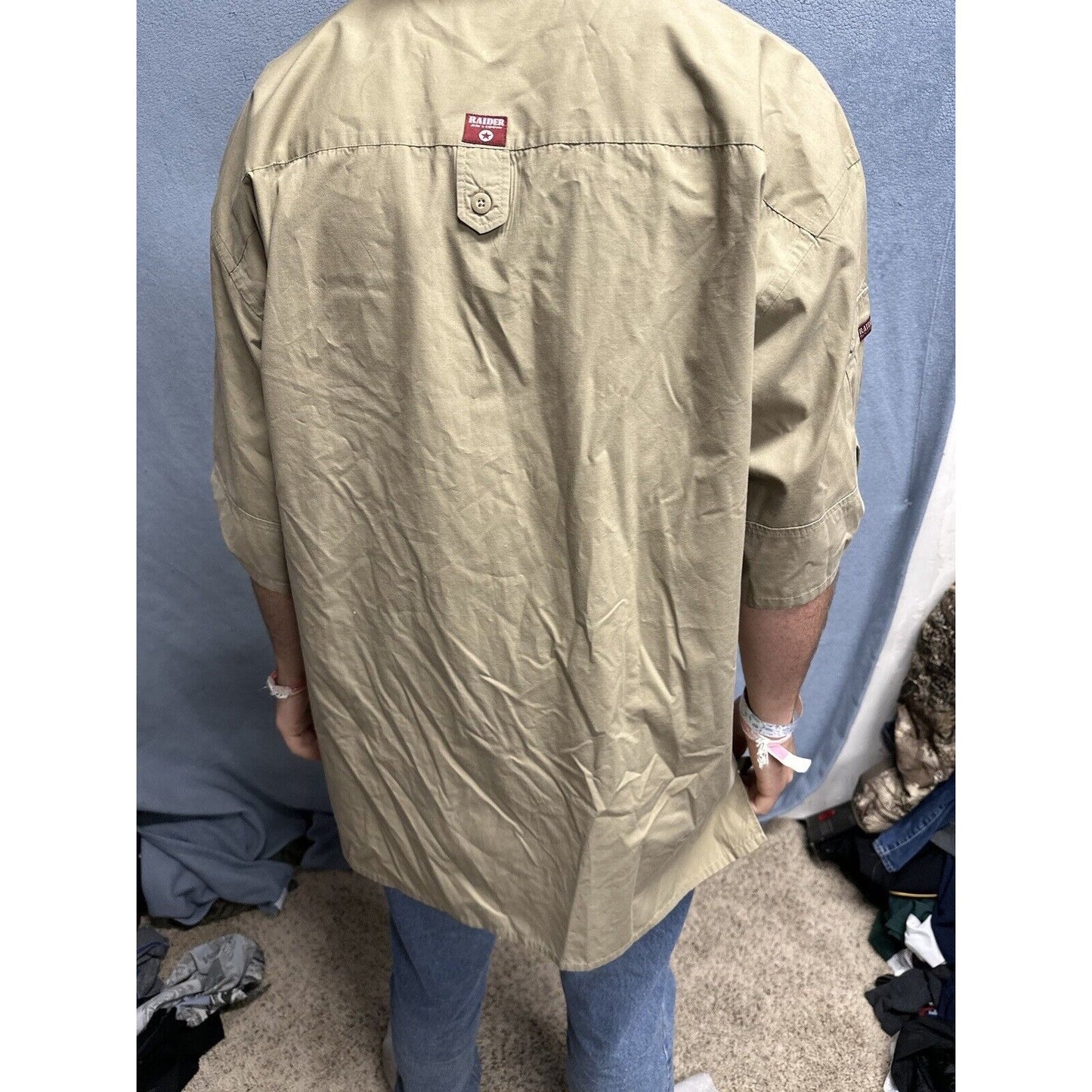 Men’s Khaki Raider Jean Company Large Short Sleeve Button Up Shirt